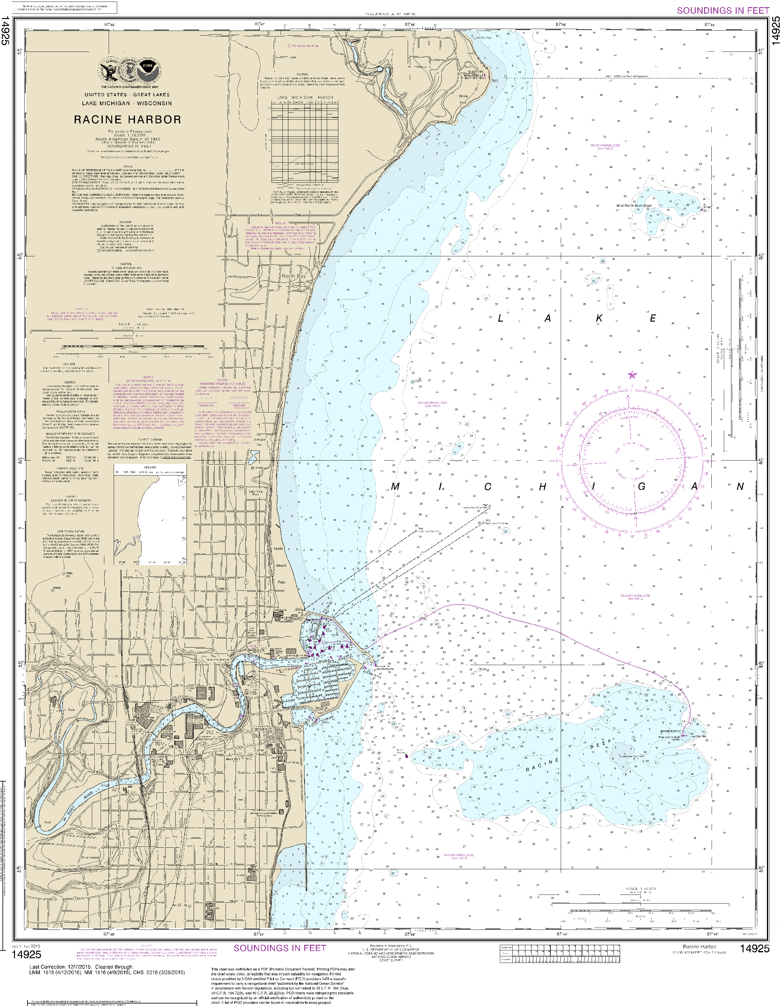 NOAA Nautical Chart 14925: Racine Harbor