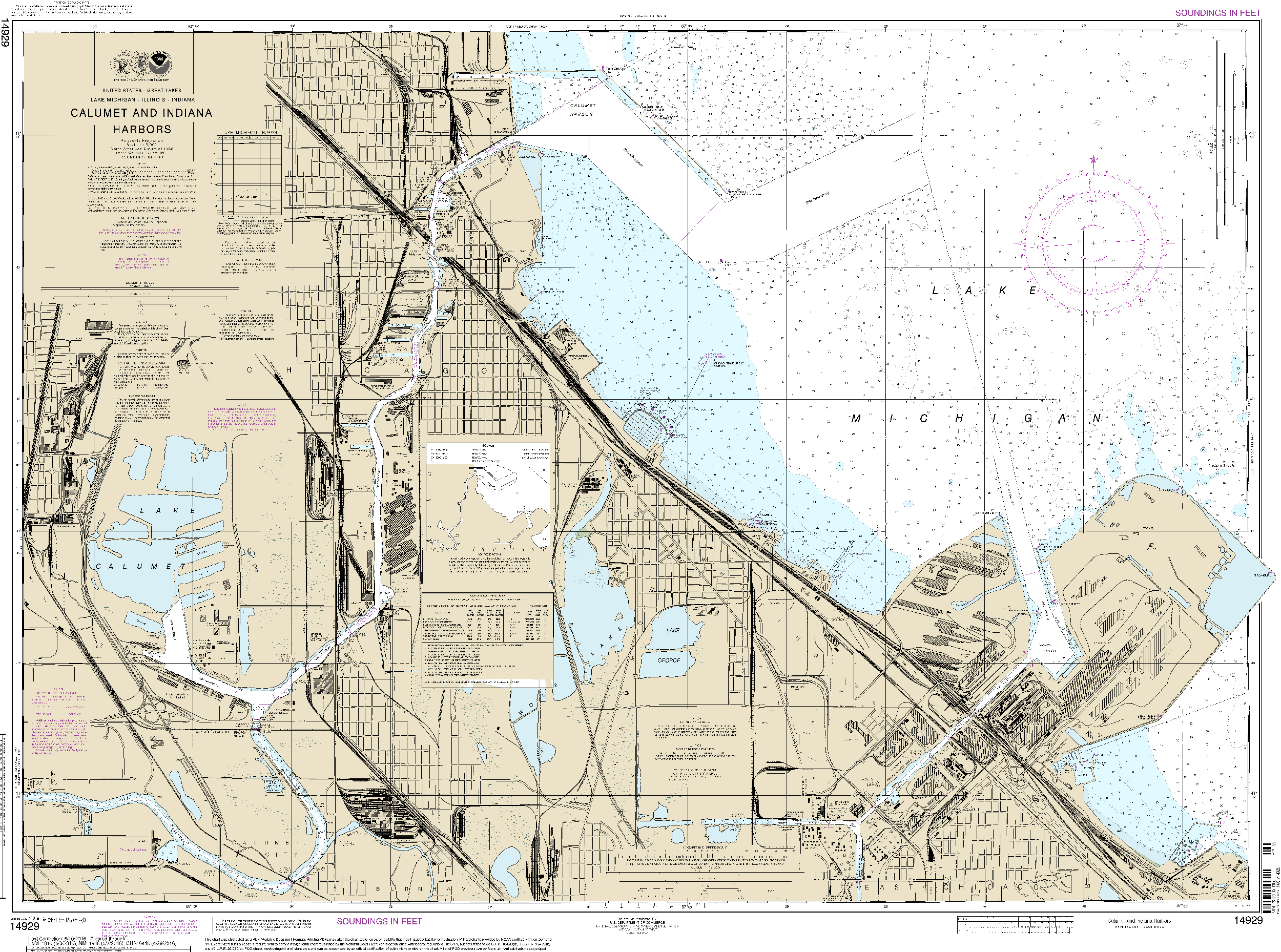NOAA Nautical Chart 14929: Calumet, Indiana and Buffington Harbors, and Lake Calumet