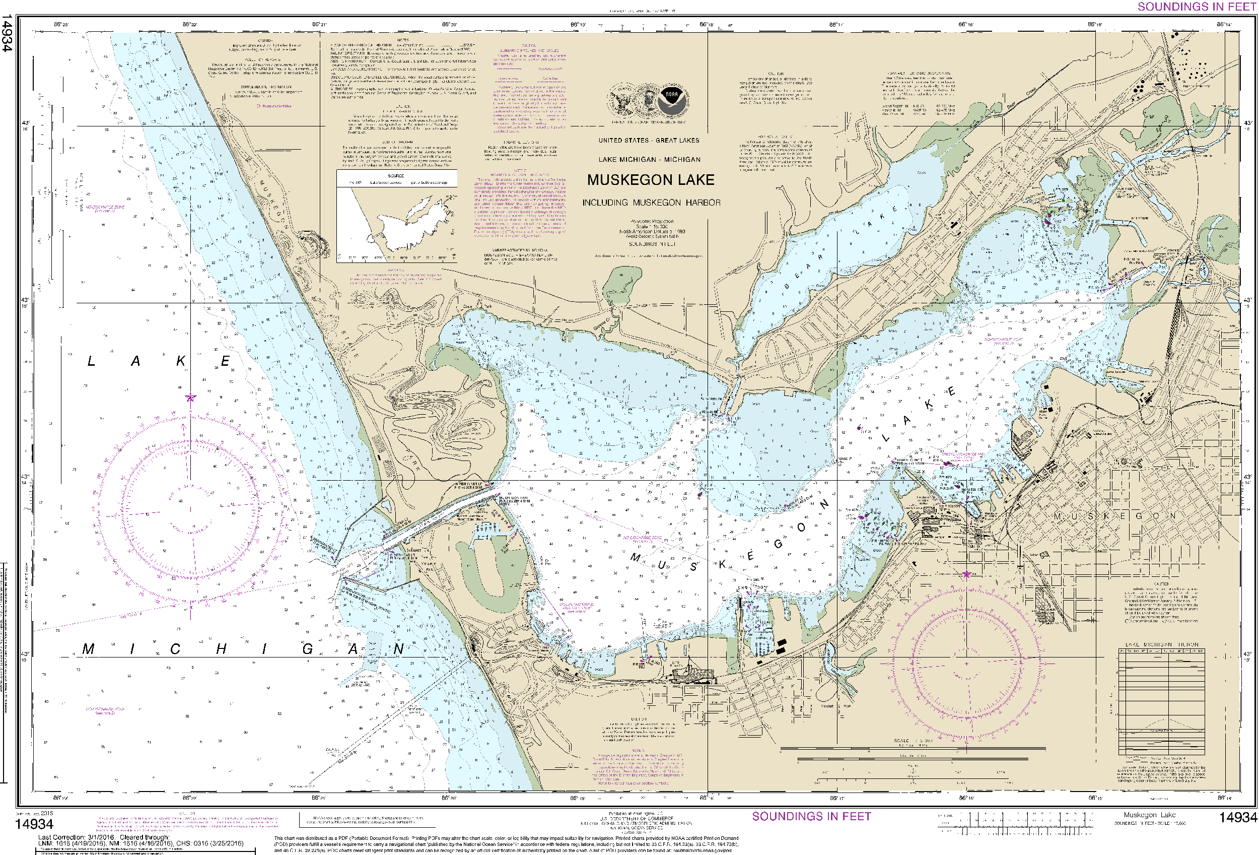 NOAA Nautical Chart 14934: Muskegon Lake and Muskegon Harbor
