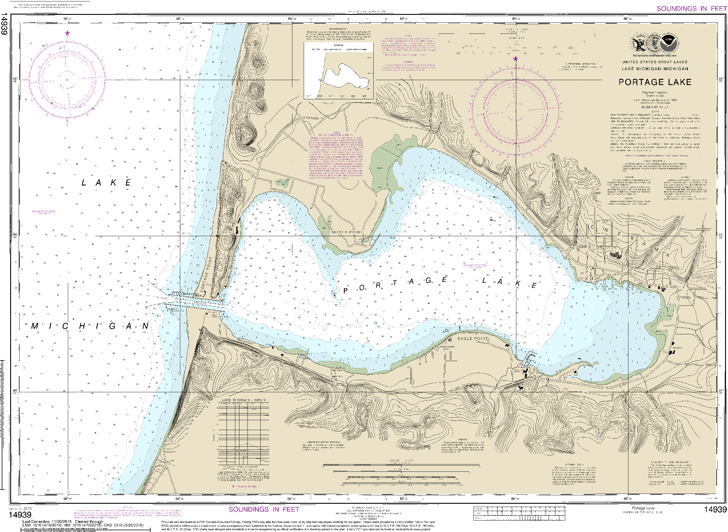NOAA Nautical Chart 14939: Portage Lake