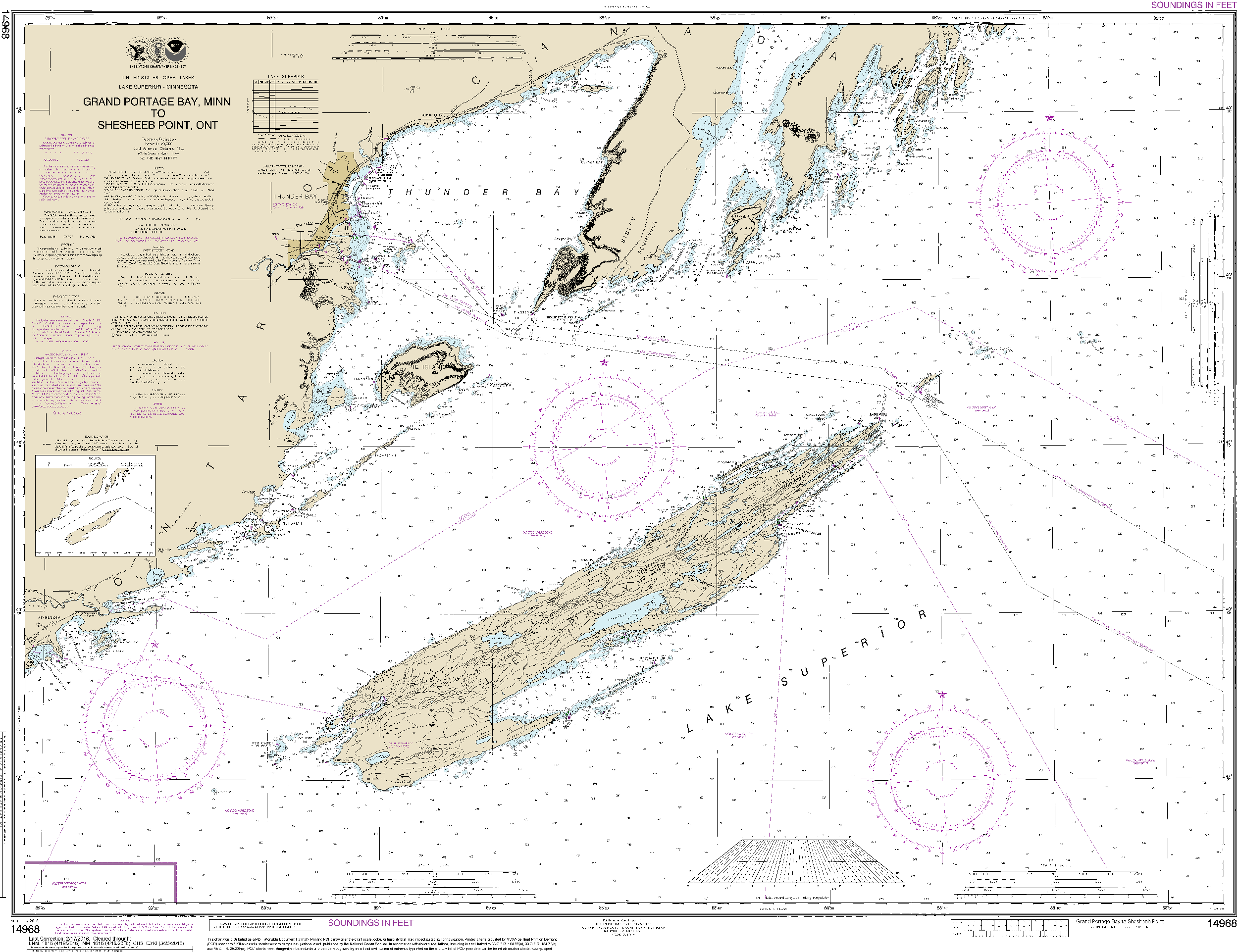 NOAA Nautical Chart 14968: Grand Portage Bay, Minn. to Shesbeeb Point, Ont.