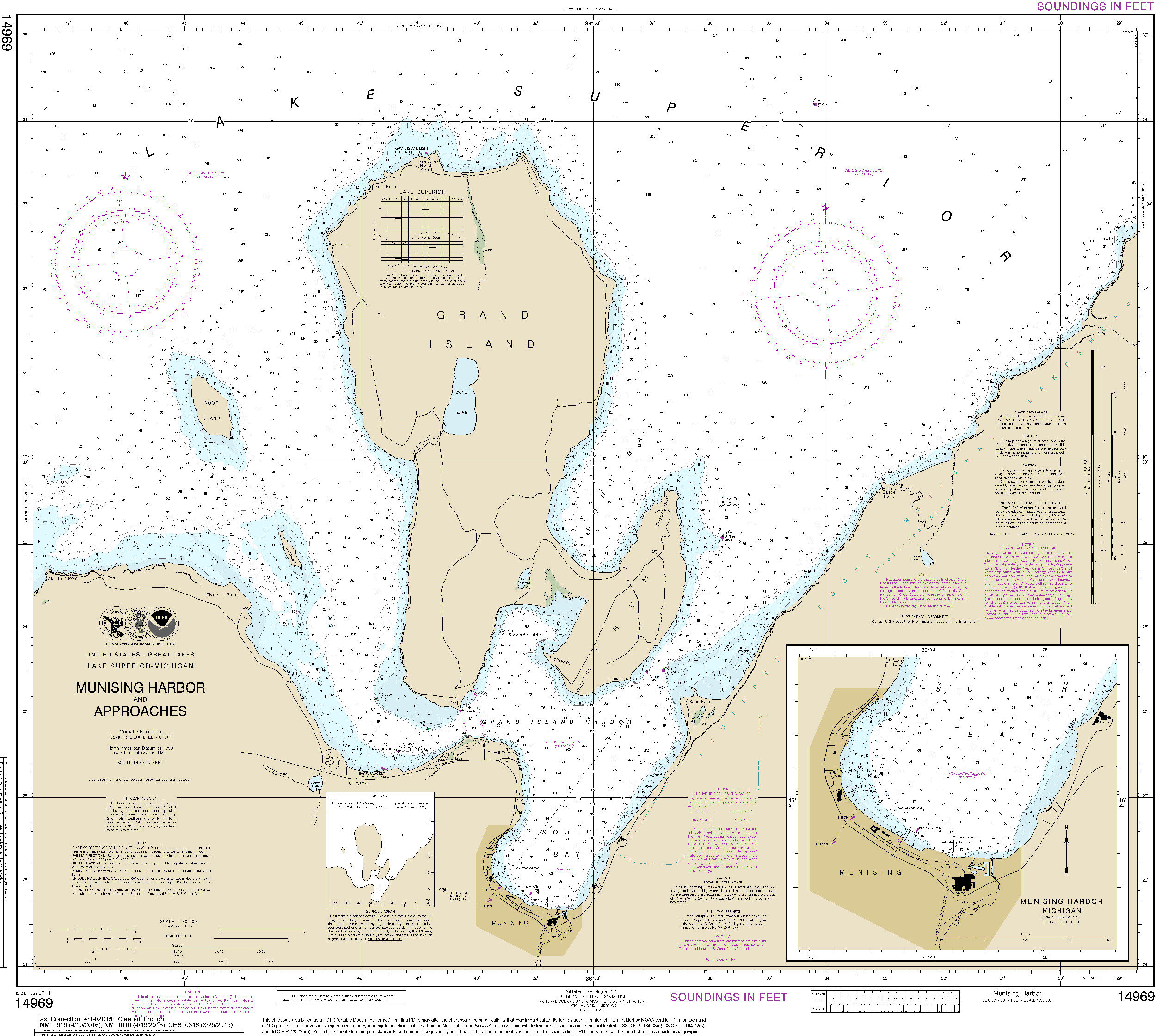 NOAA Nautical Chart 14969: Munising Harbor and Approaches;Munising Harbor