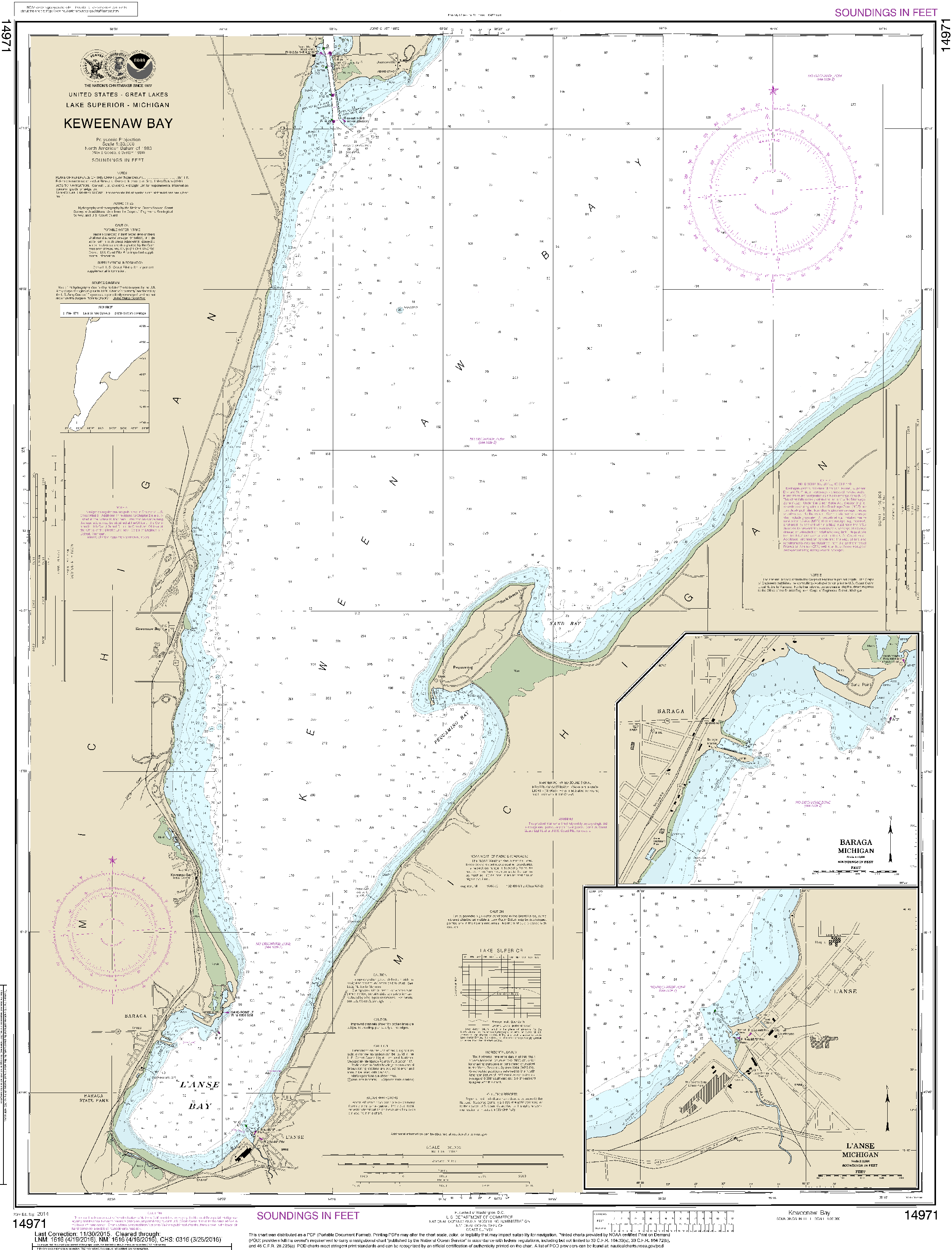 NOAA Nautical Chart 14971: Keweenaw Bay;L Anse and Baraga Harbors
