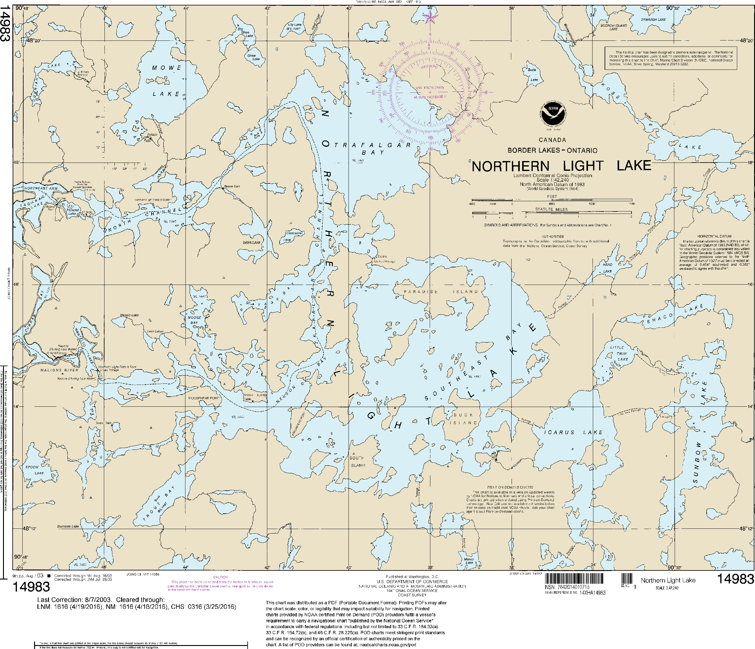 NOAA Nautical Chart 14983: Northern Light Lake