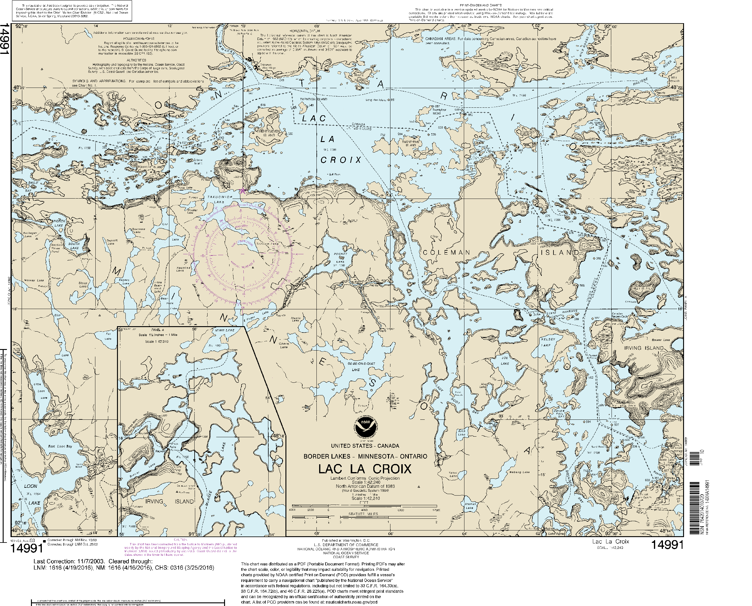 NOAA Nautical Chart 14991: Lac la Croix