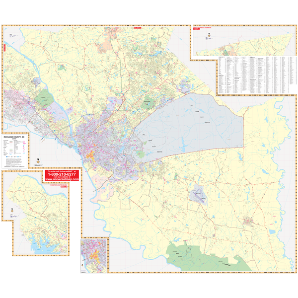 Columbia Richland Co, Sc Wall Map - Large Laminated