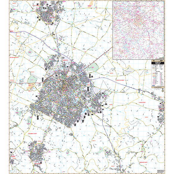 Lexington, Ky Wall Map - Large Laminated