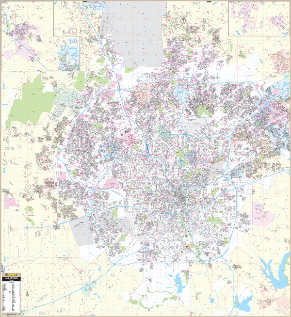 San Antonio Bexar County, Tx Wall Map - Large Laminated