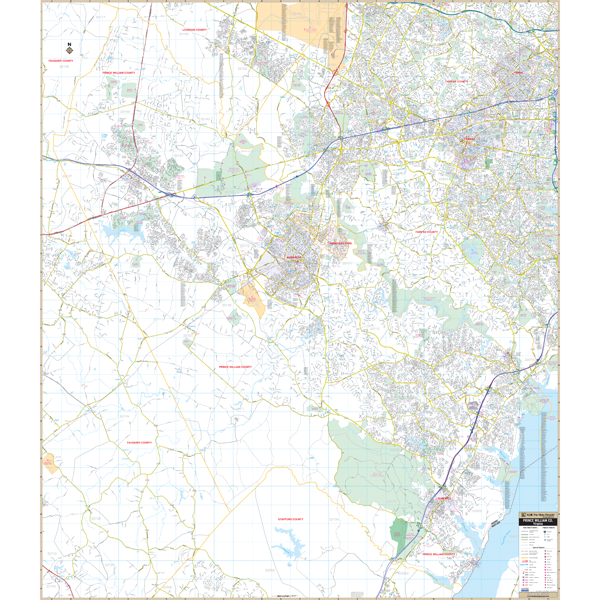 Prince William County, Va Wall Map - Large Laminated