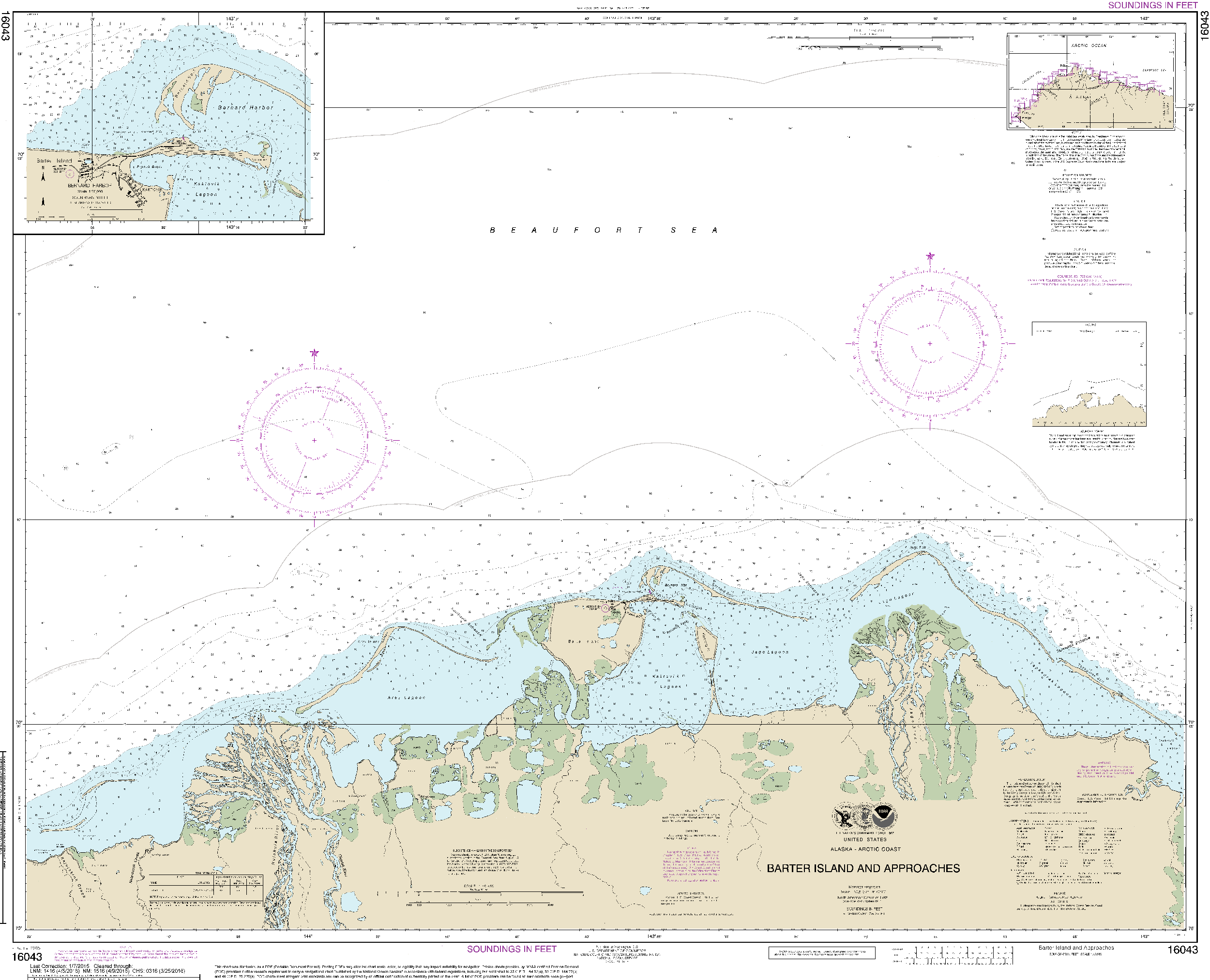 NOAA Nautical Chart 16043: Barter Island and approaches;Bernard Harbor