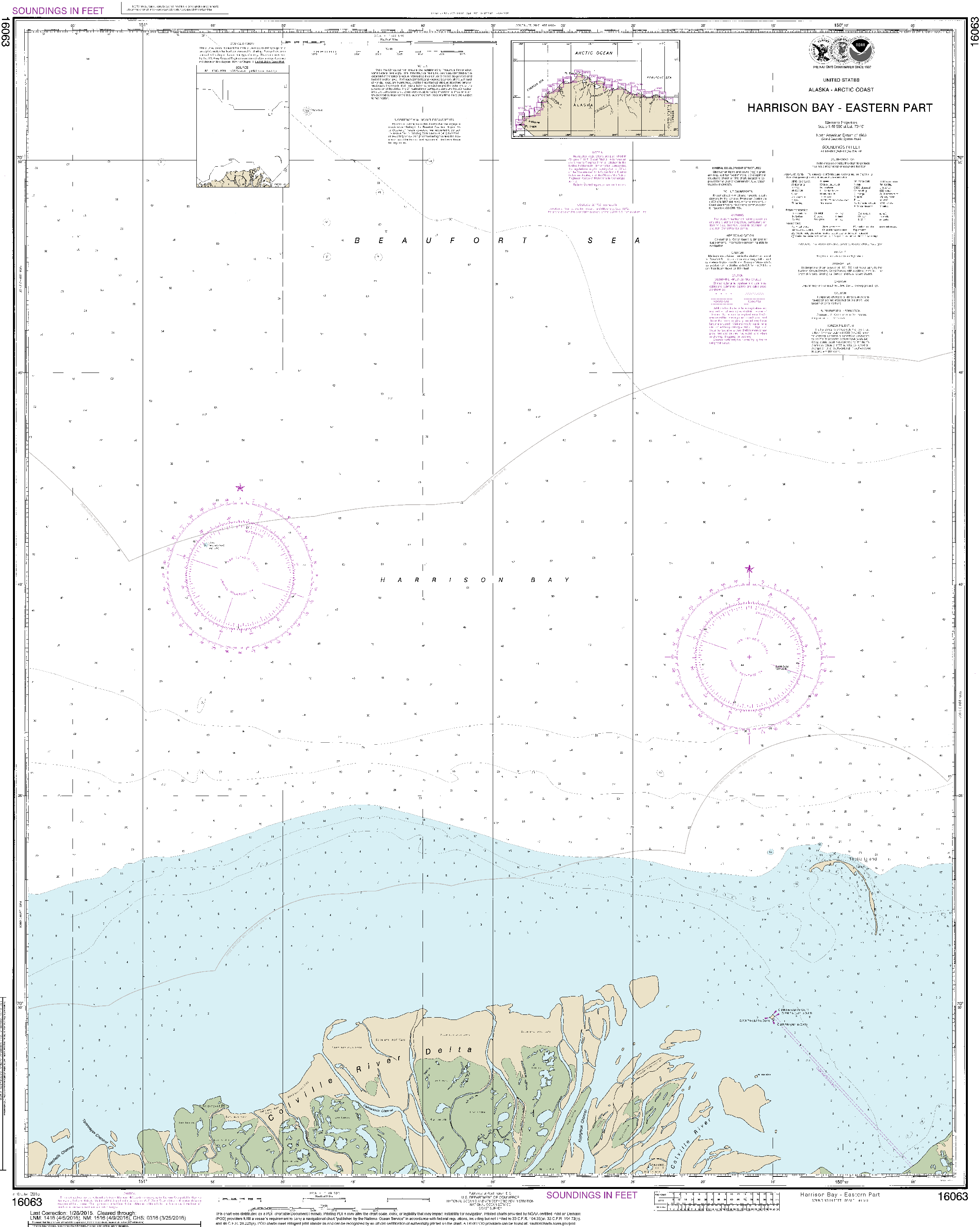 NOAA Nautical Chart 16063: Harrison Bay-eastern part