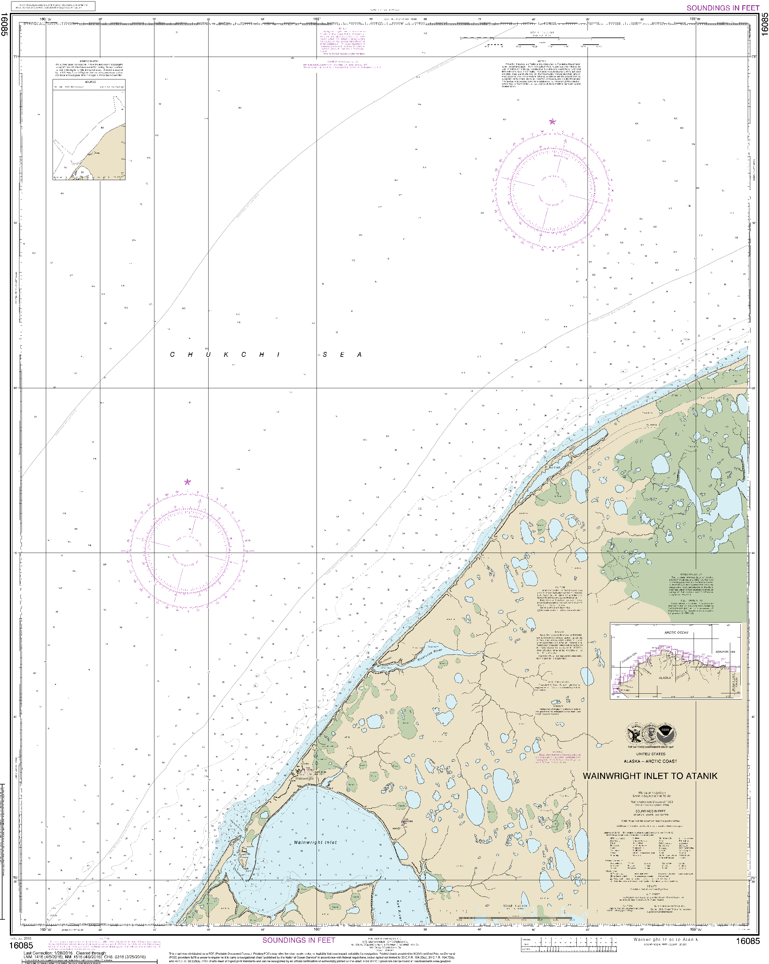 NOAA Nautical Chart 16085: Wainwright Inlet to Atanik