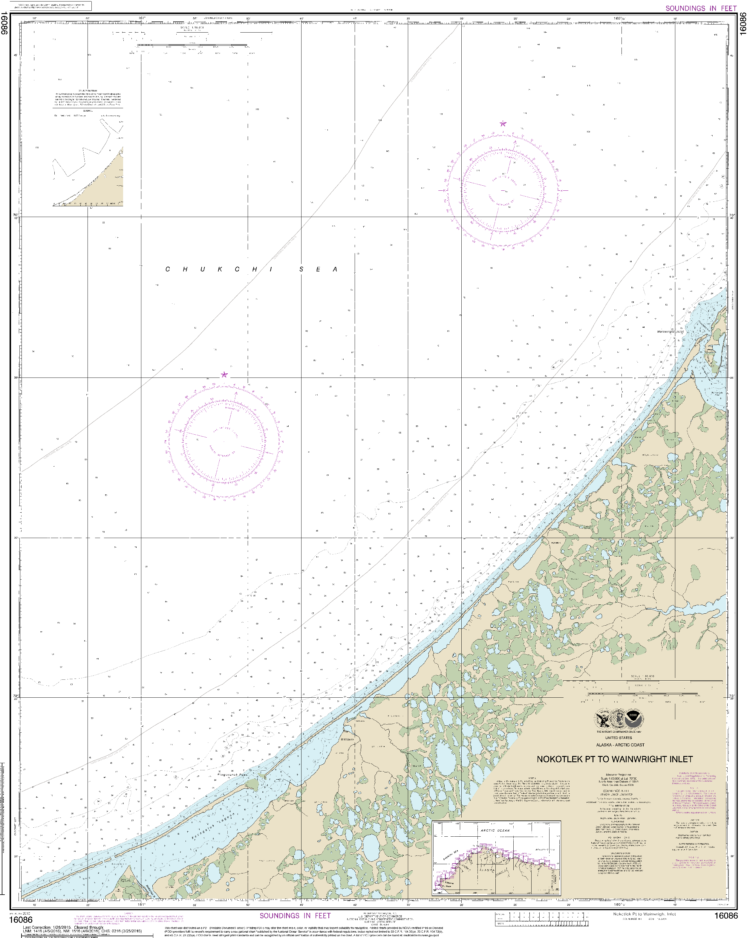 NOAA Nautical Chart 16086: Nakotlek Pt. to Wainwright Inlet