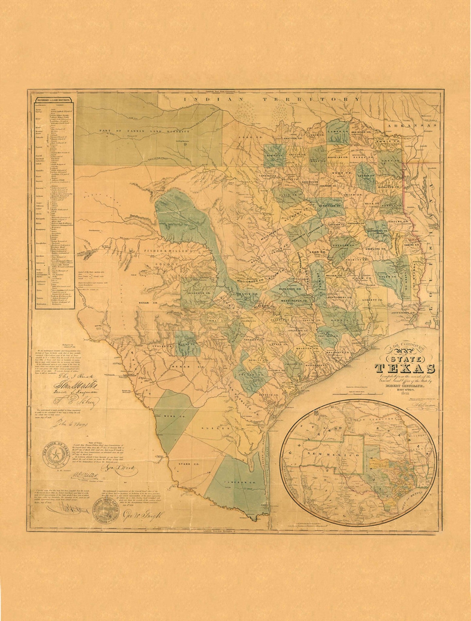 Kappa Map Group  Texas 1853 Historical Print Mounted Wall Map Framing Available