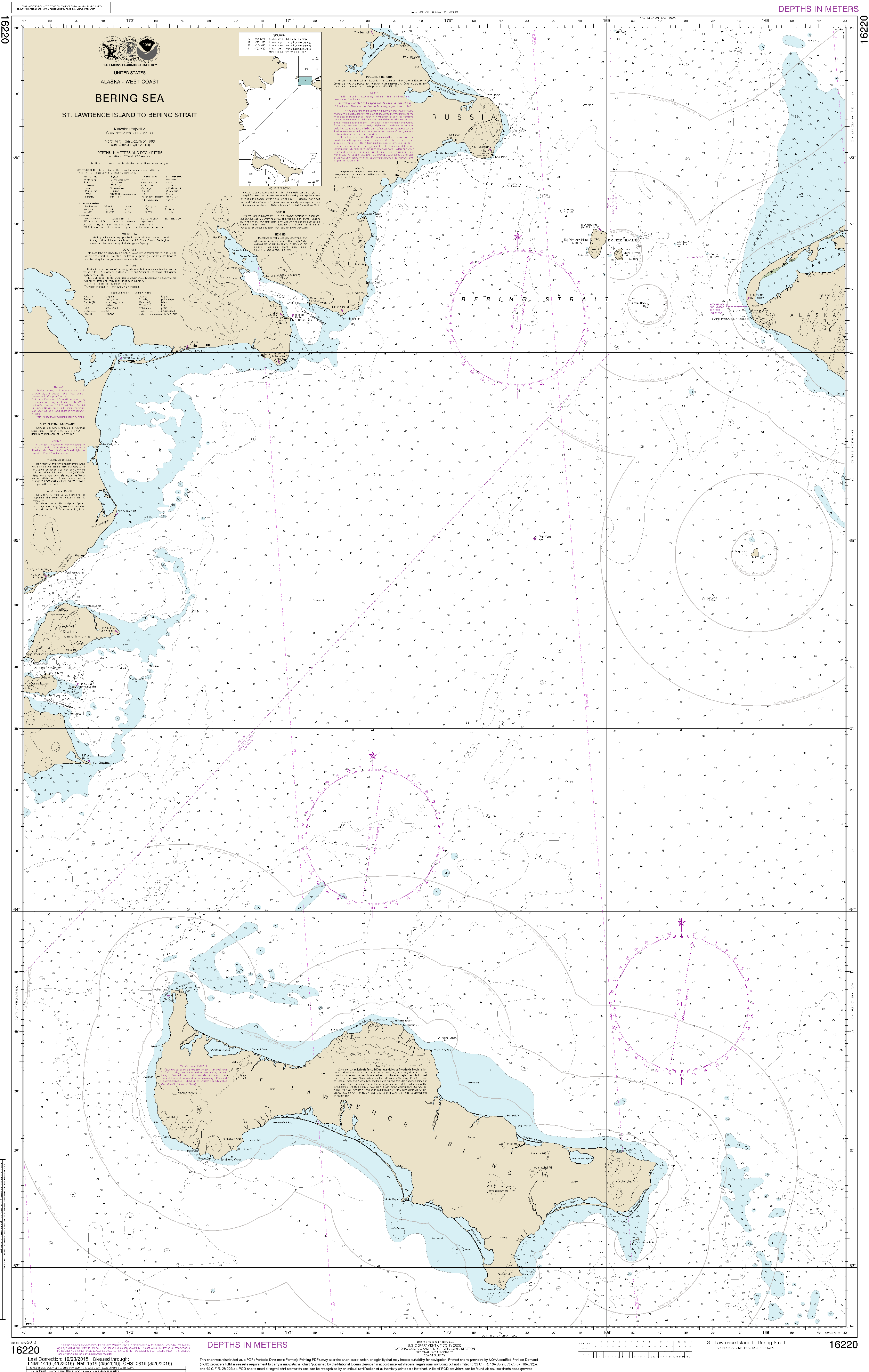 NOAA Nautical Chart 16220: Bering Sea St. Lawrence Island to Bering Strait
