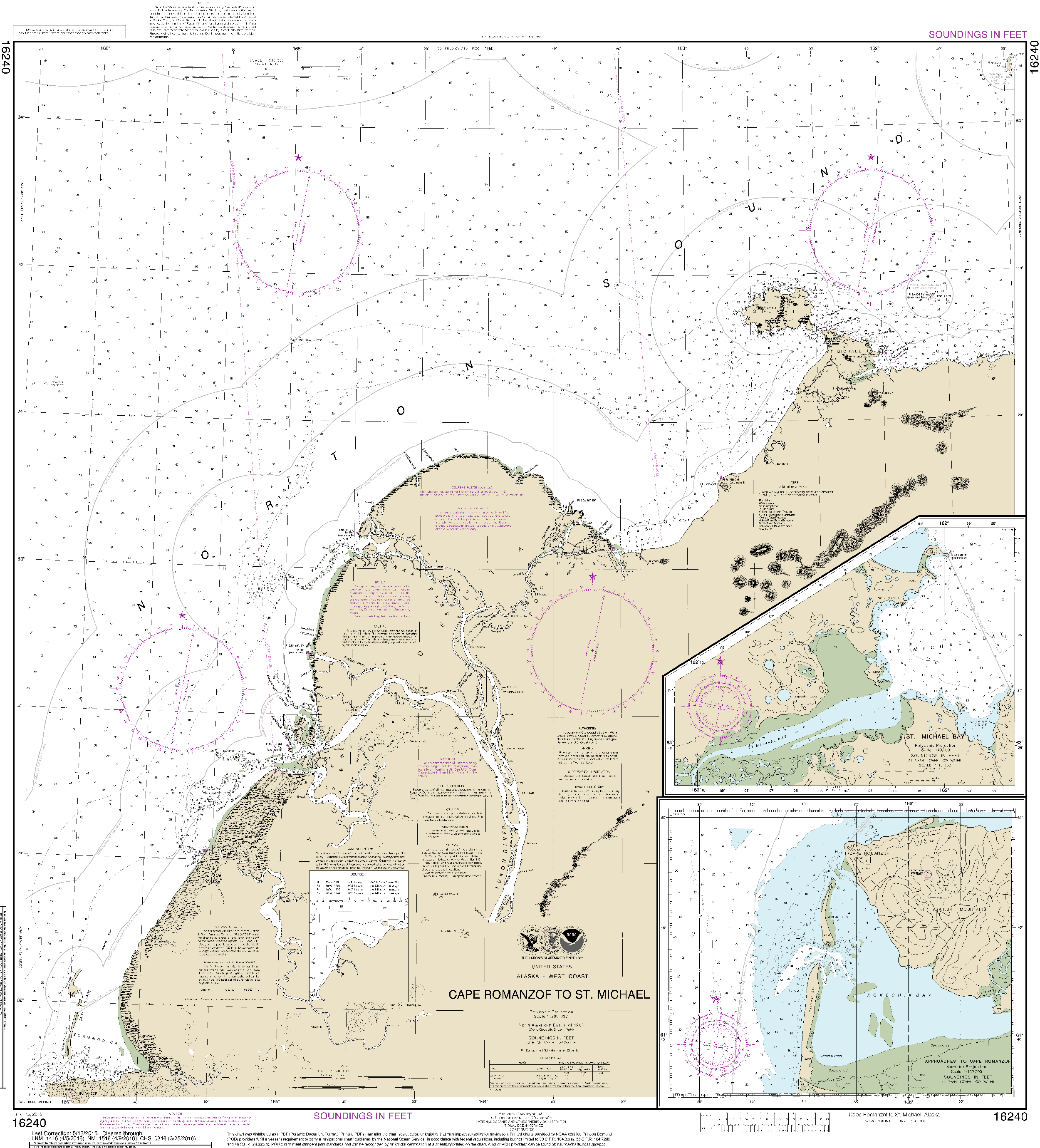 NOAA Nautical Chart 16240: Cape Ramonzof to St. Michael;St. Michael Bay;Approaches to Cape Ramanzof