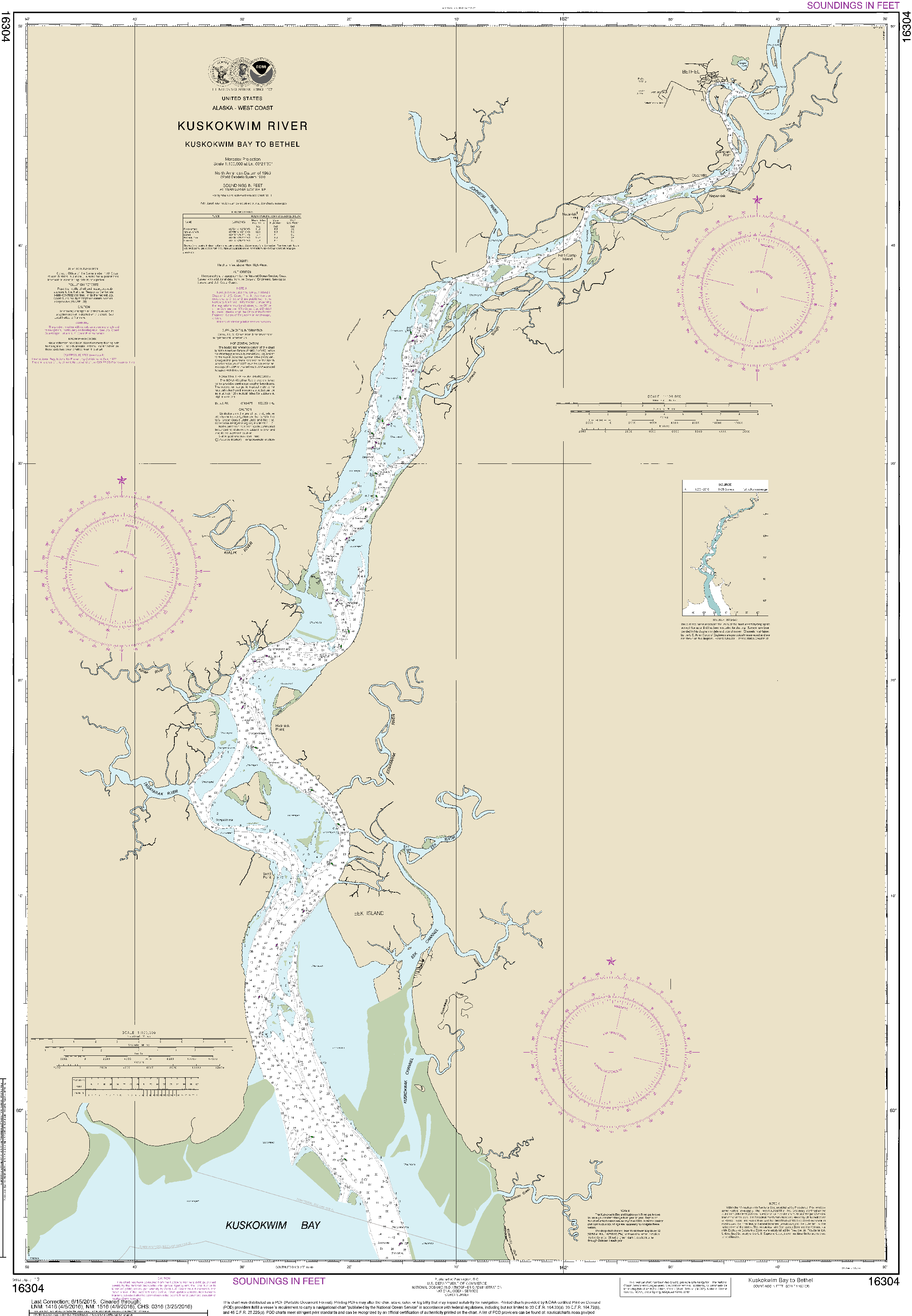 NOAA Nautical Chart 16304: Kuskokwim Bay to Bethel