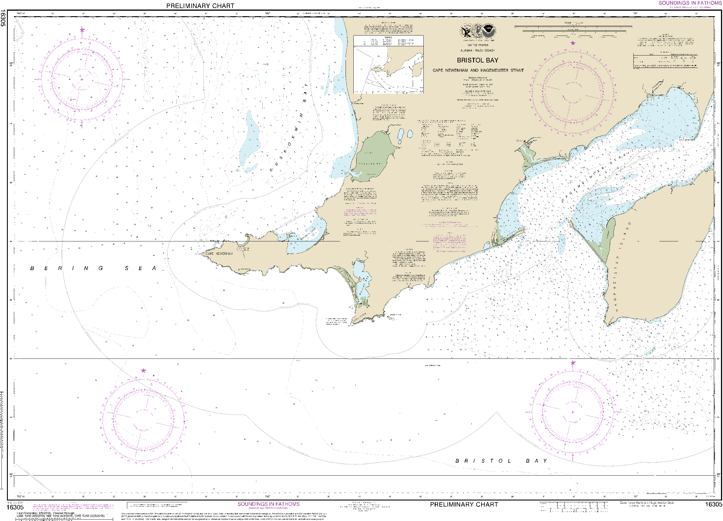 NOAA Nautical Chart 16305: Bristol Bay-Cape Newenham and Hagemeister Strait