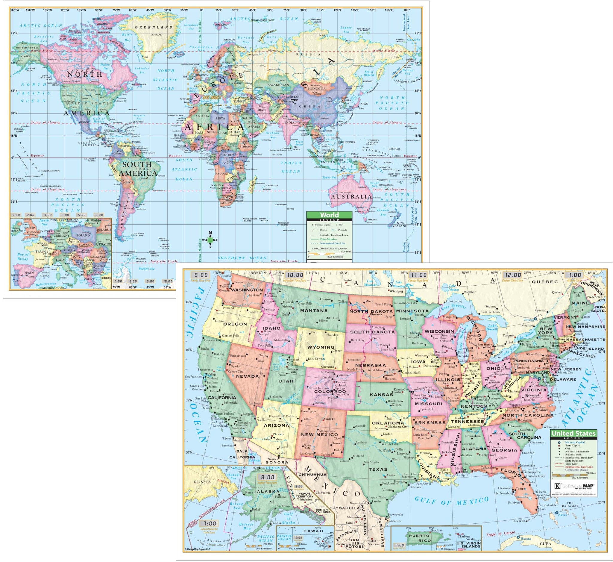 Kappa Map Group  us world study map 50 sheet pack