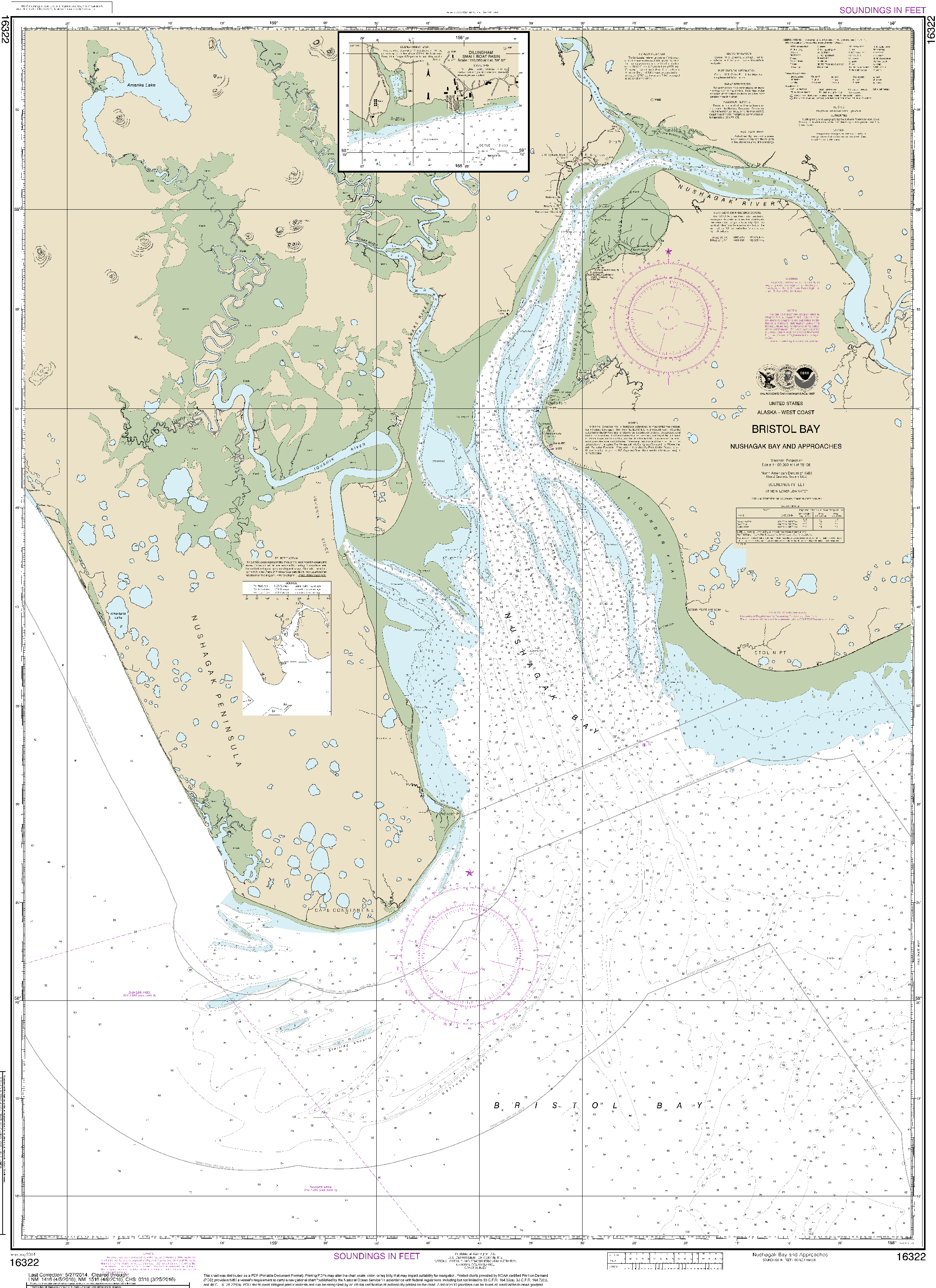 NOAA Nautical Chart 16322: Bristol Bay-Nushagak B and approaches