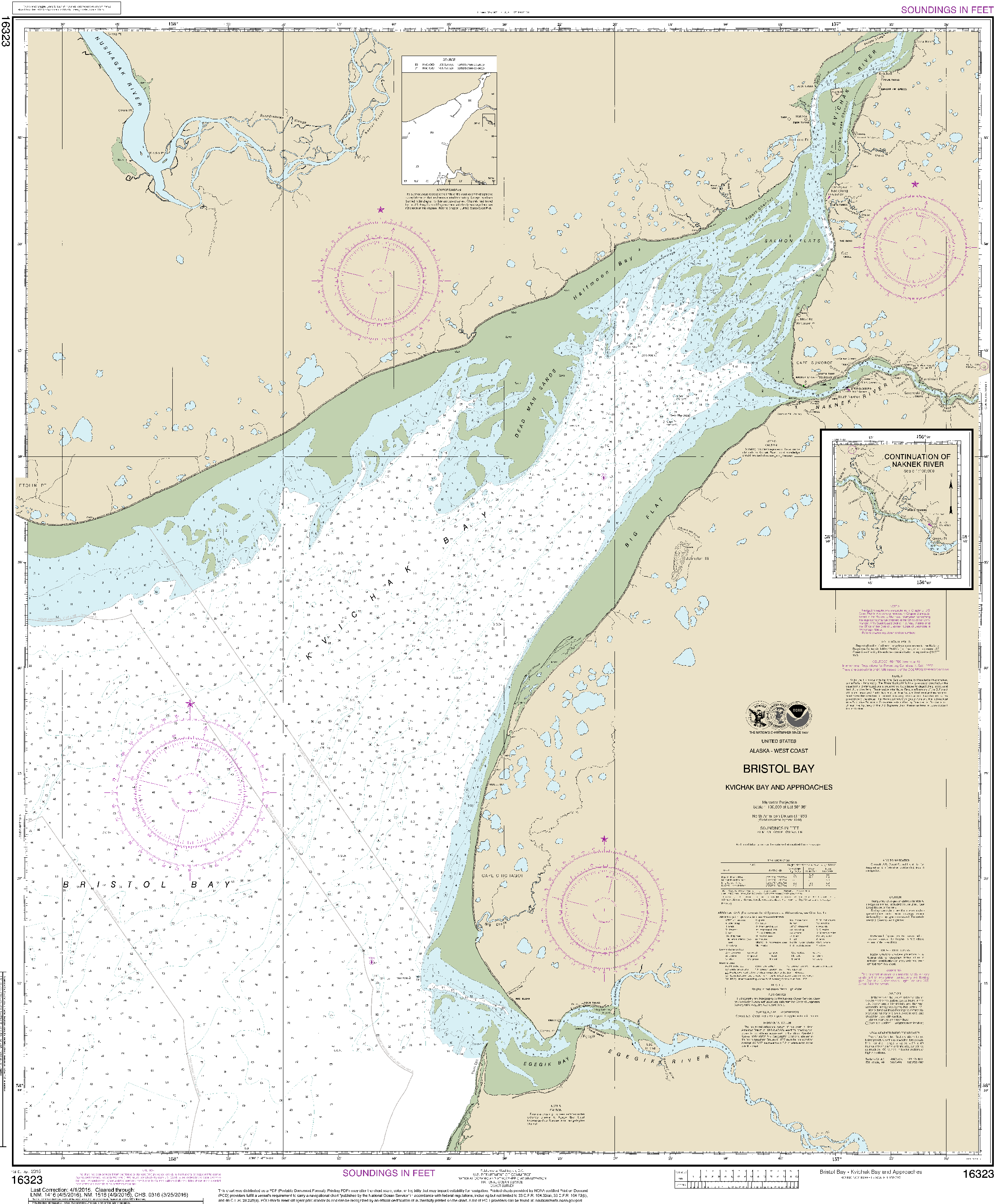 NOAA Nautical Chart 16323: Bristol Bay-Kvichak Bay and approaches