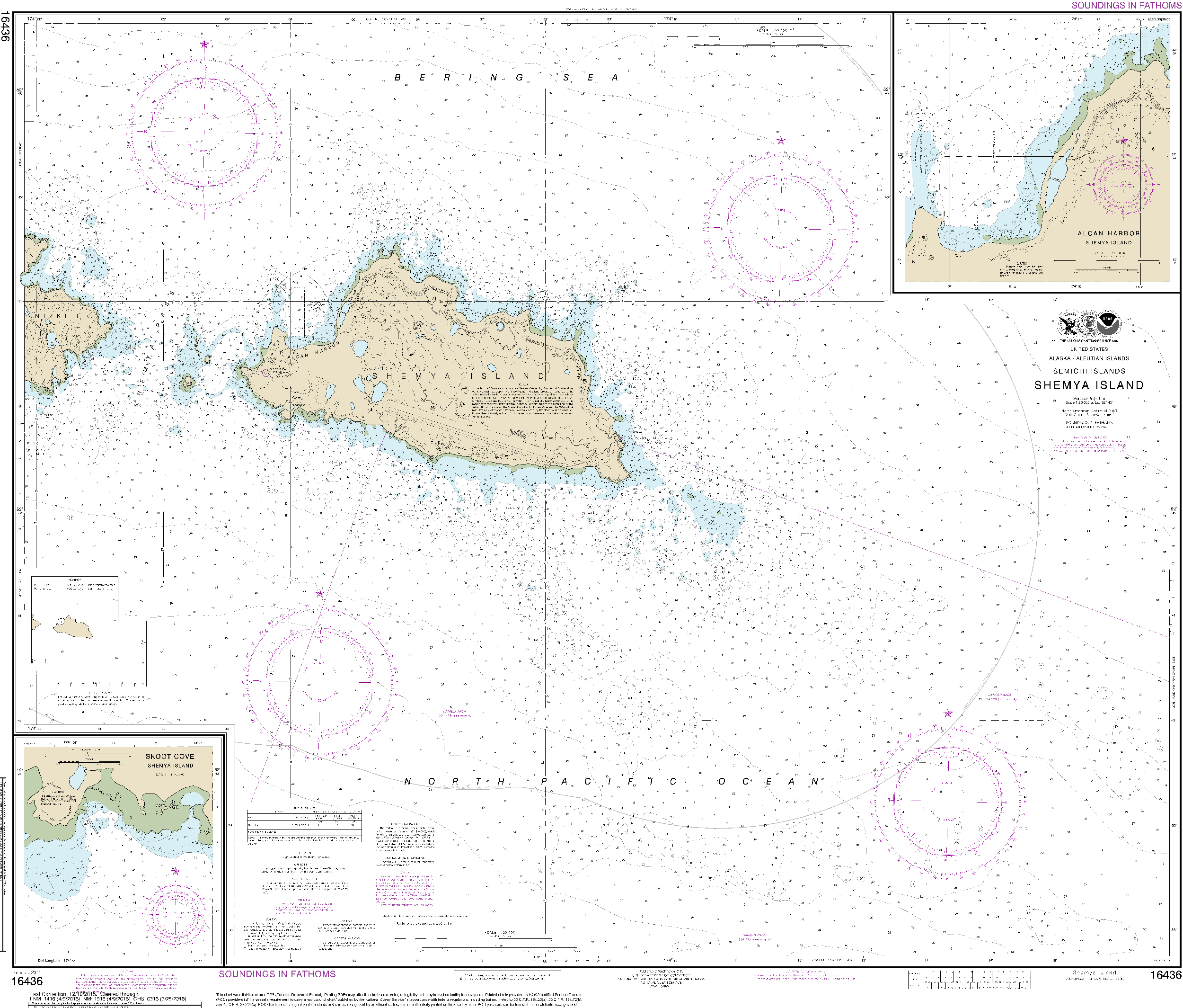 NOAA Nautical Chart 16436: Shemya Island;Alcan Harbor;Skoot Cove