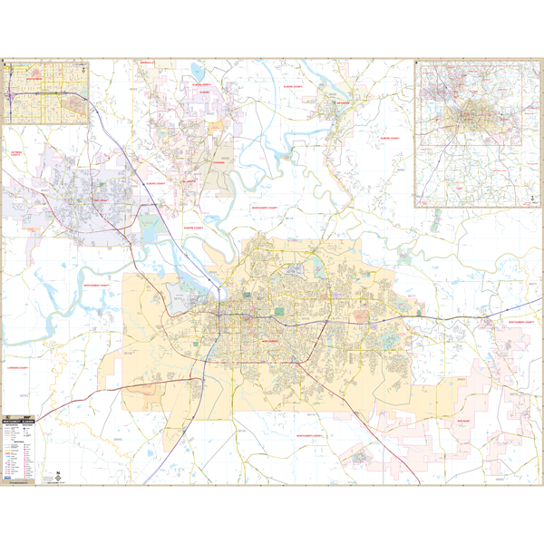 Montgomery, Al Wall Map - Large Laminated