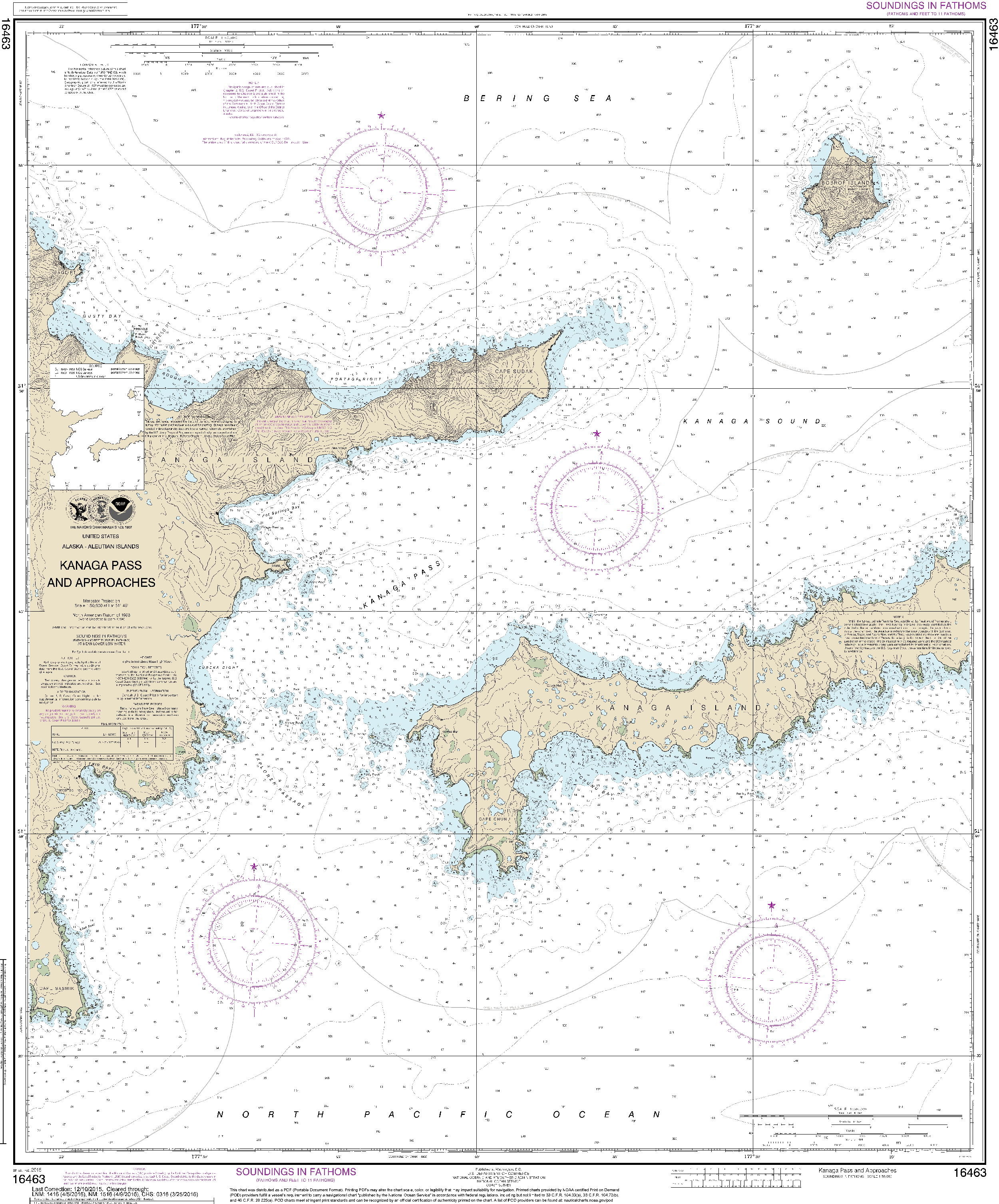 NOAA Nautical Chart 16463: Kanaga Pass and approaches