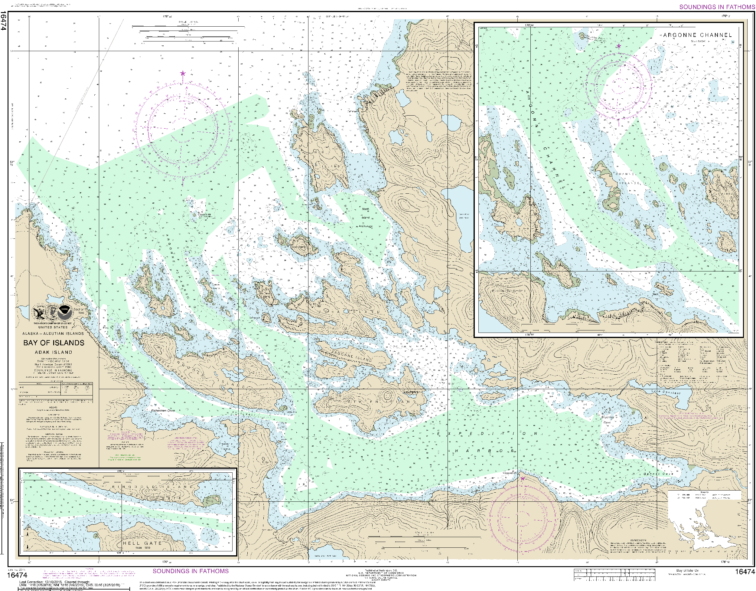 NOAA Nautical Chart 16474: Bay of Islands;Aranne Channel;Hell Gate