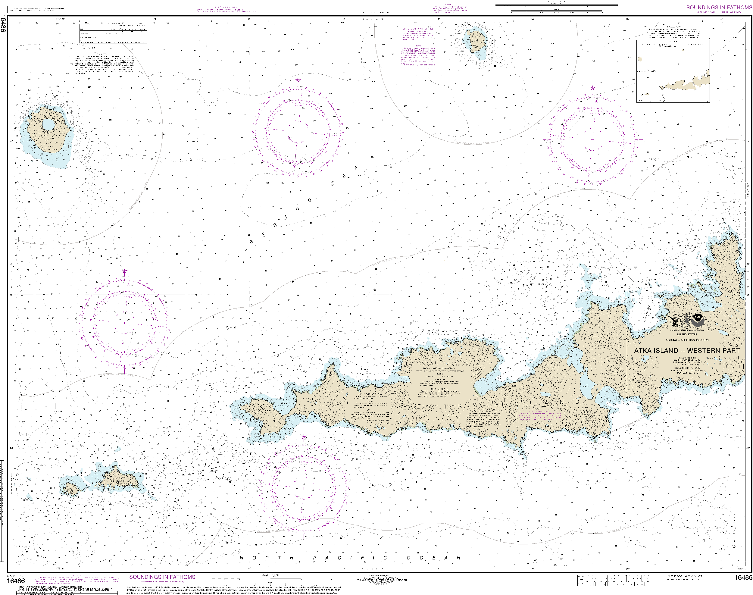 NOAA Nautical Chart 16486: Atka Island, western part
