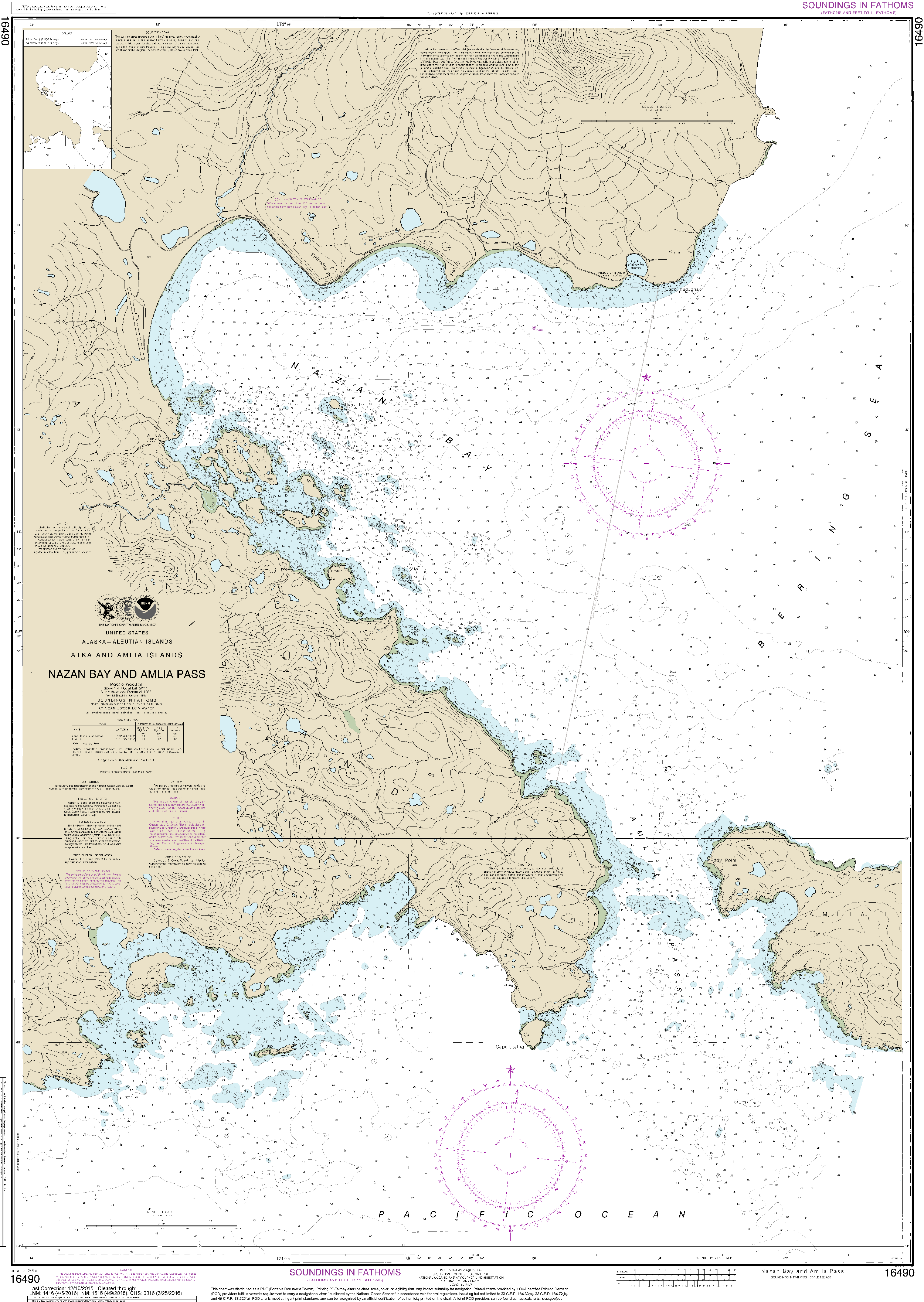 NOAA Nautical Chart 16490: Nazan Bay and Amilia Pass