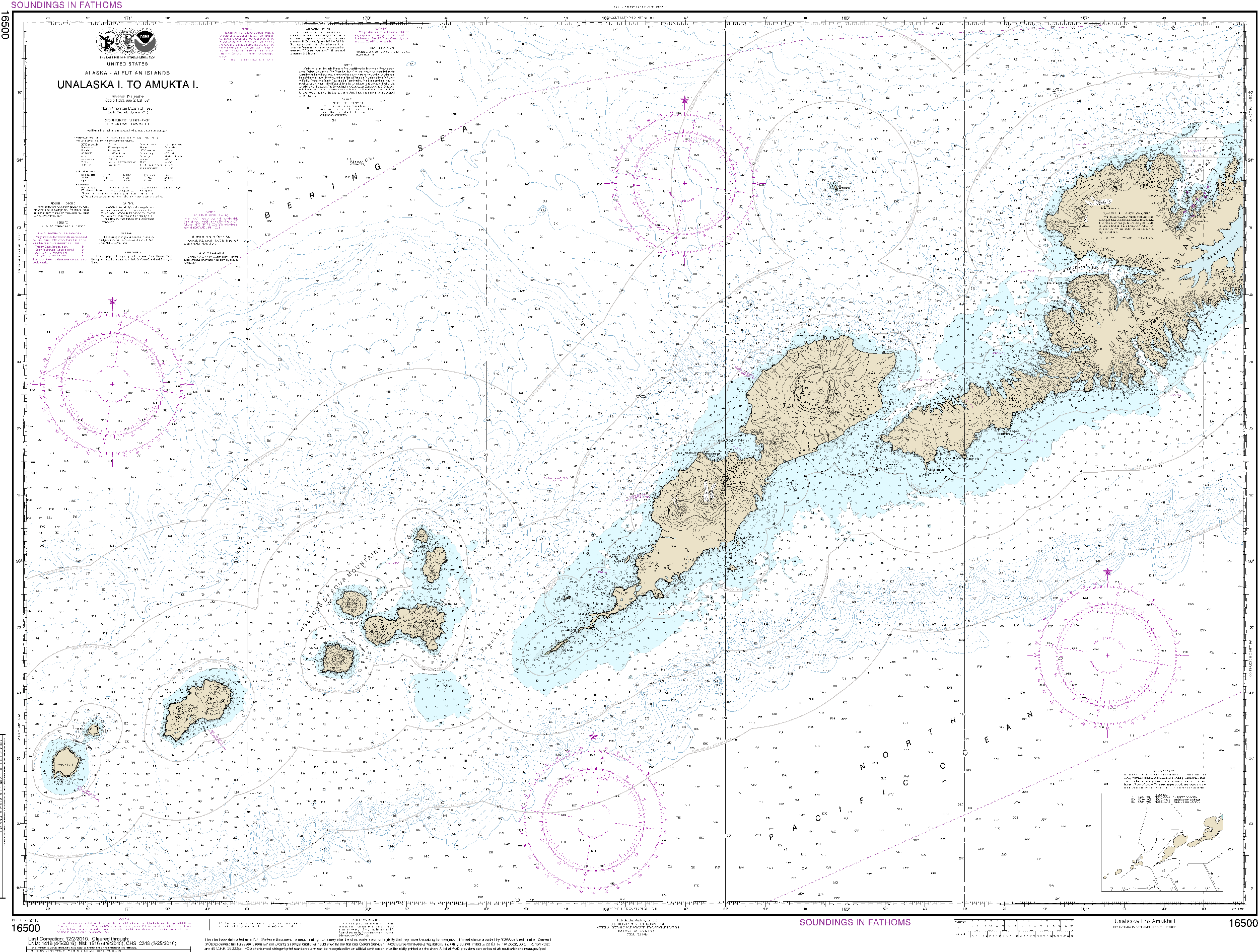 NOAA Nautical Chart 16500: Unalaska l. to Amukta l.