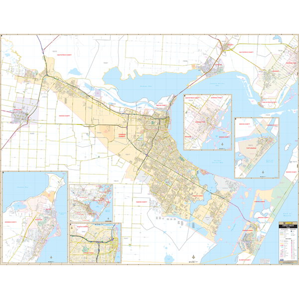 Corpus Christi, Tx Wall Map - Large Laminated