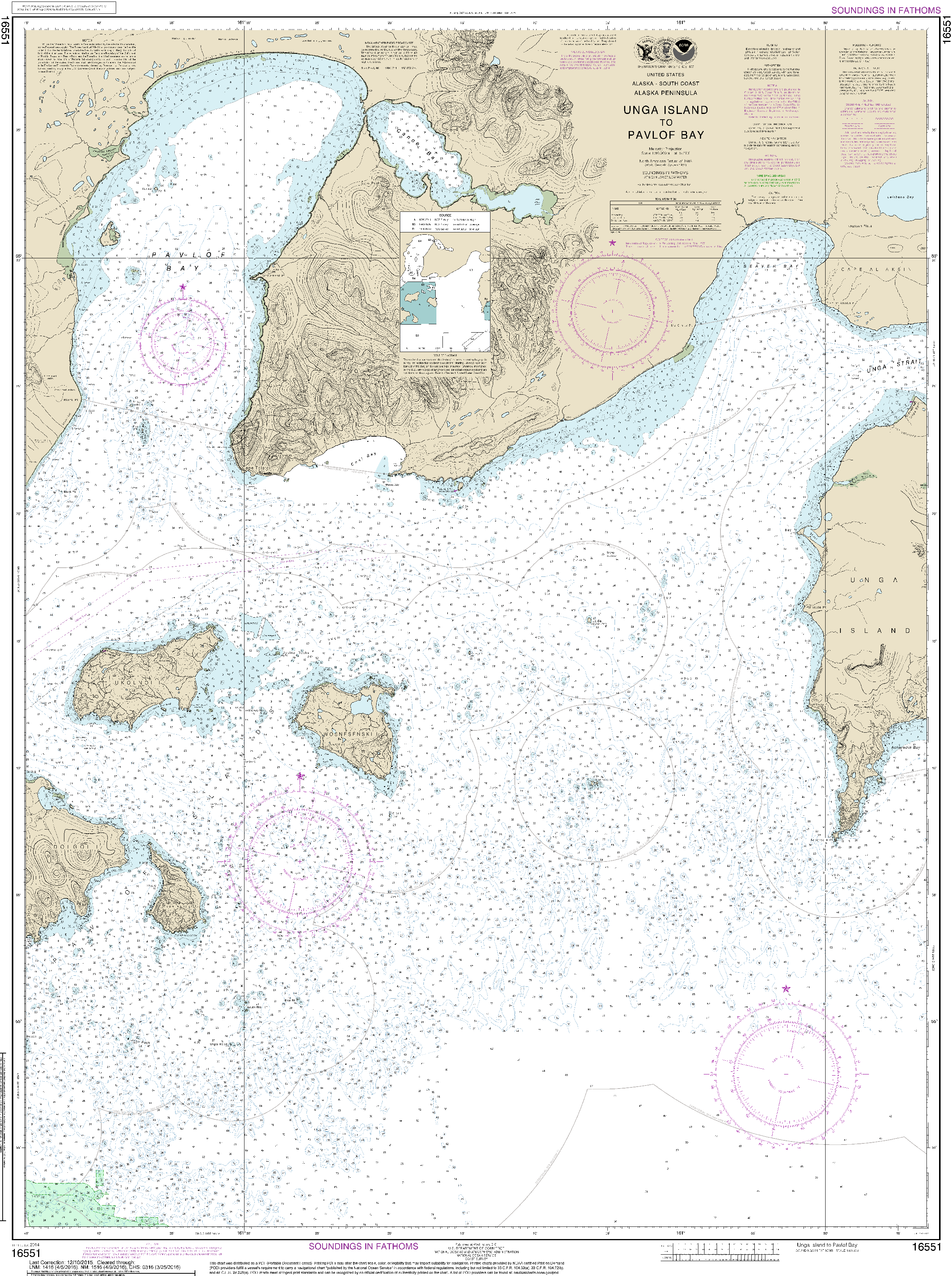 NOAA Nautical Chart 16551: Unga Island to Pavlof Bay, Alaska Pen.