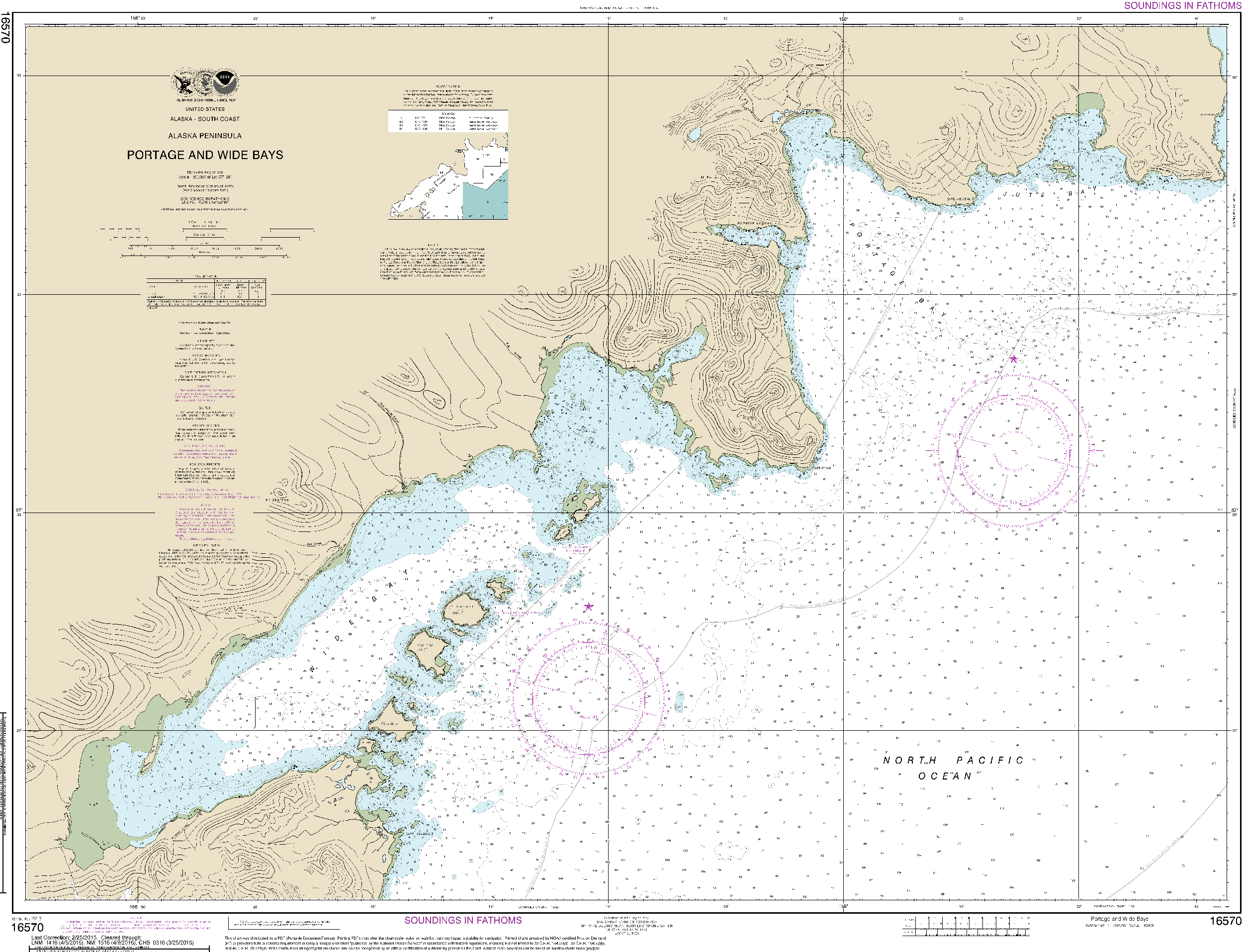 NOAA Nautical Chart 16570: Portage and Wide Bays, Alaska Pen.
