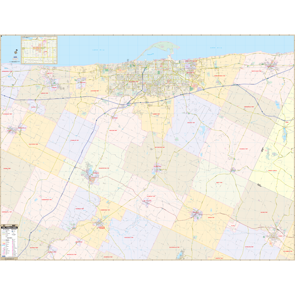 Erie, Pa Wall Map - Large Laminated