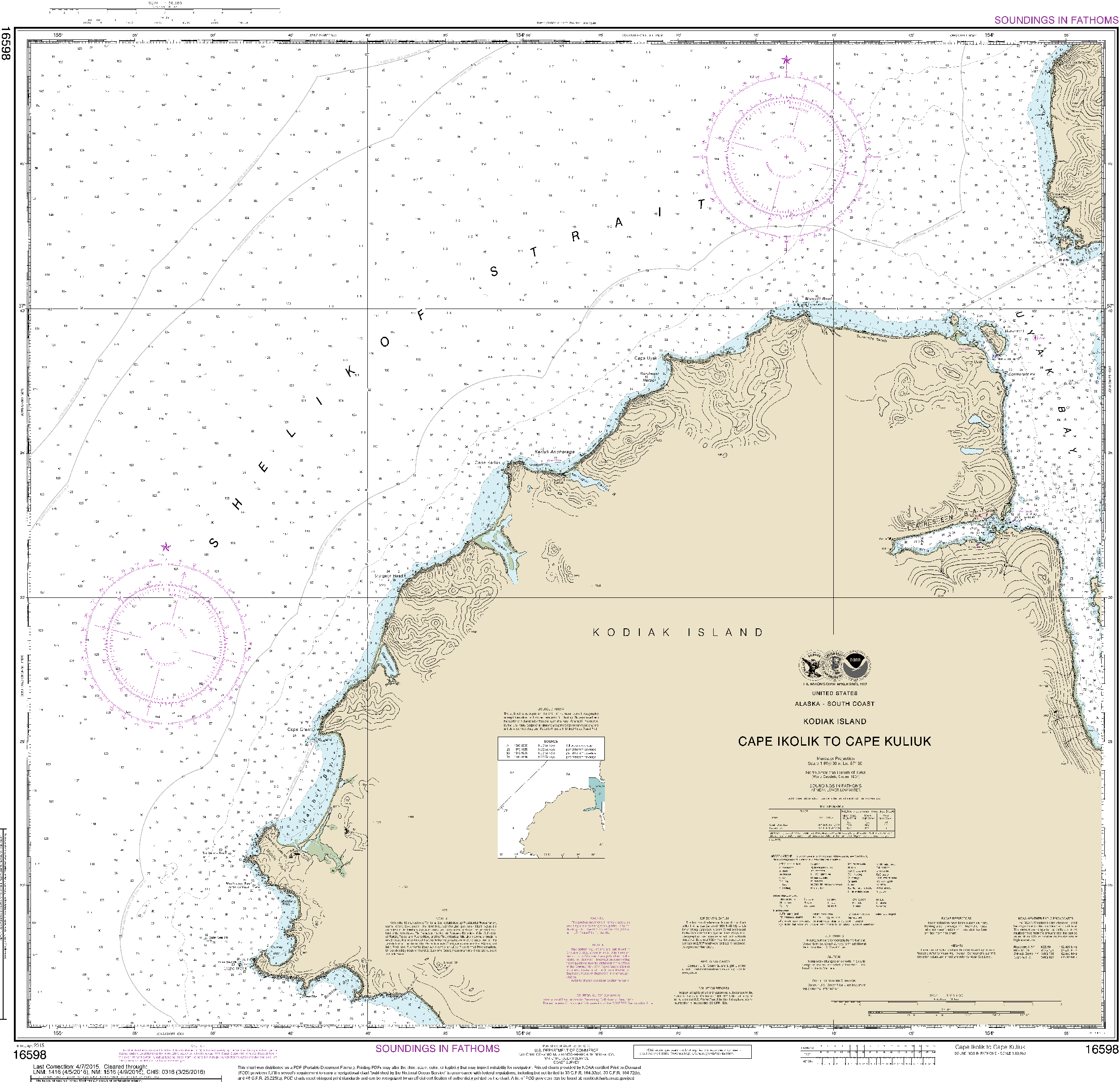NOAA Nautical Chart 16598: Cape Ikolik to Cape Kuliuk