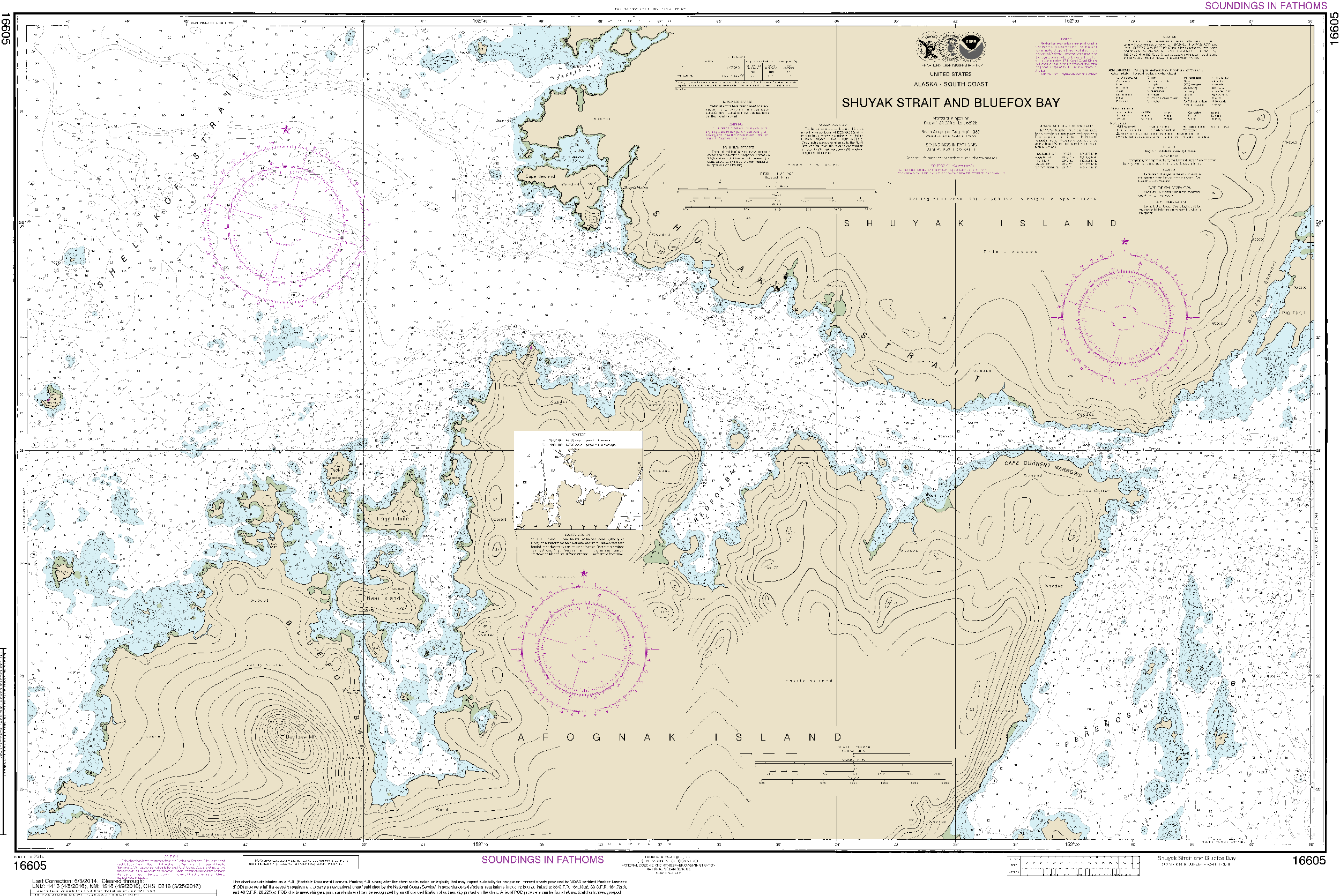 NOAA Nautical Chart 16605: Shuyak Strait and Bluefox Bay