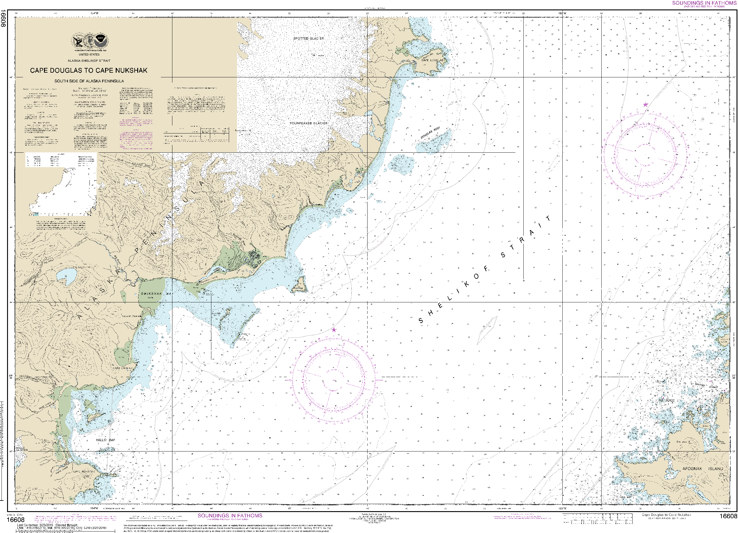 NOAA Nautical Chart 16608: Shelikof Strait-Cape Douglas to Cape Nukshak