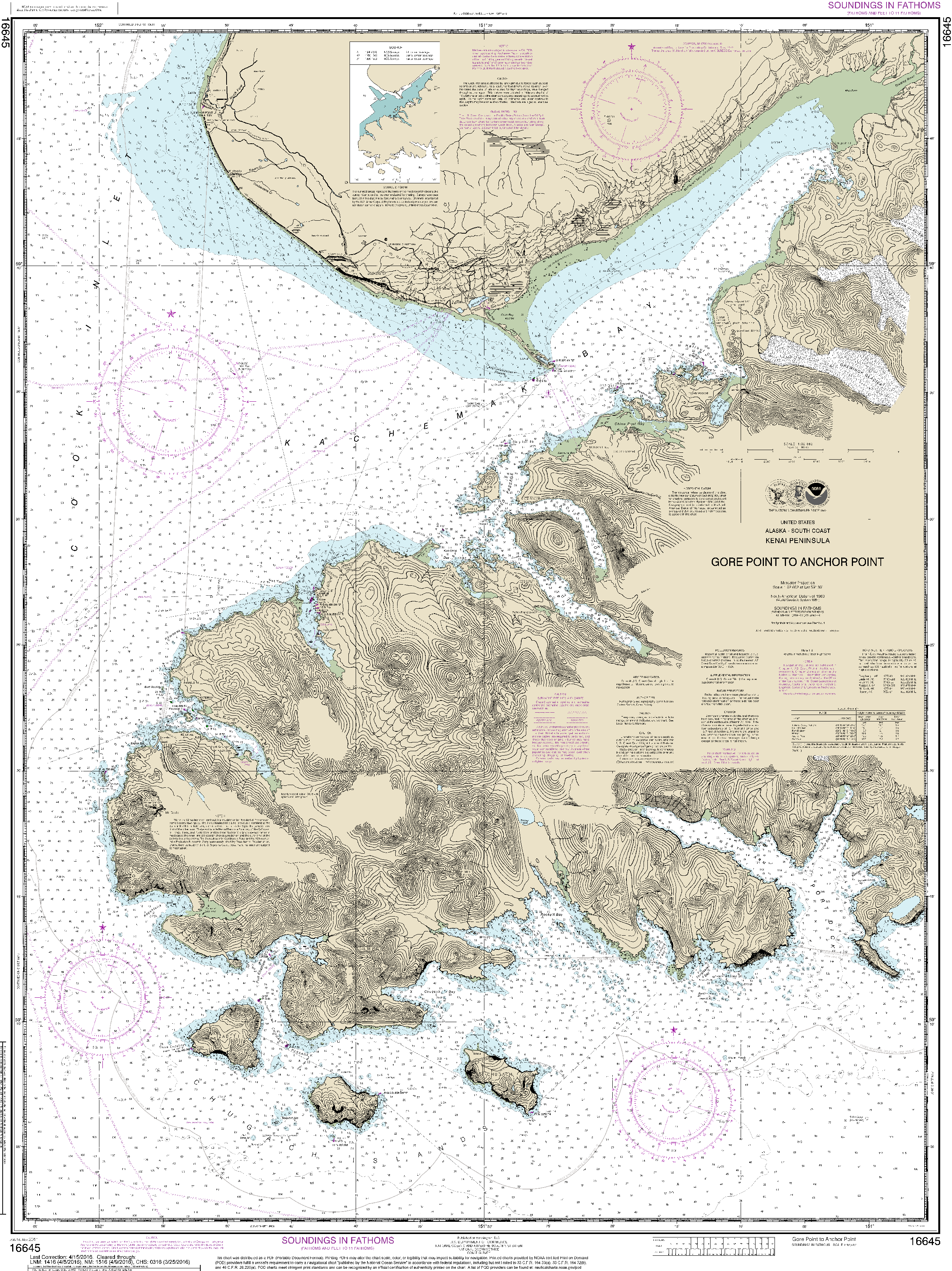 NOAA Nautical Chart 16645: Gore Point to Anchor Point