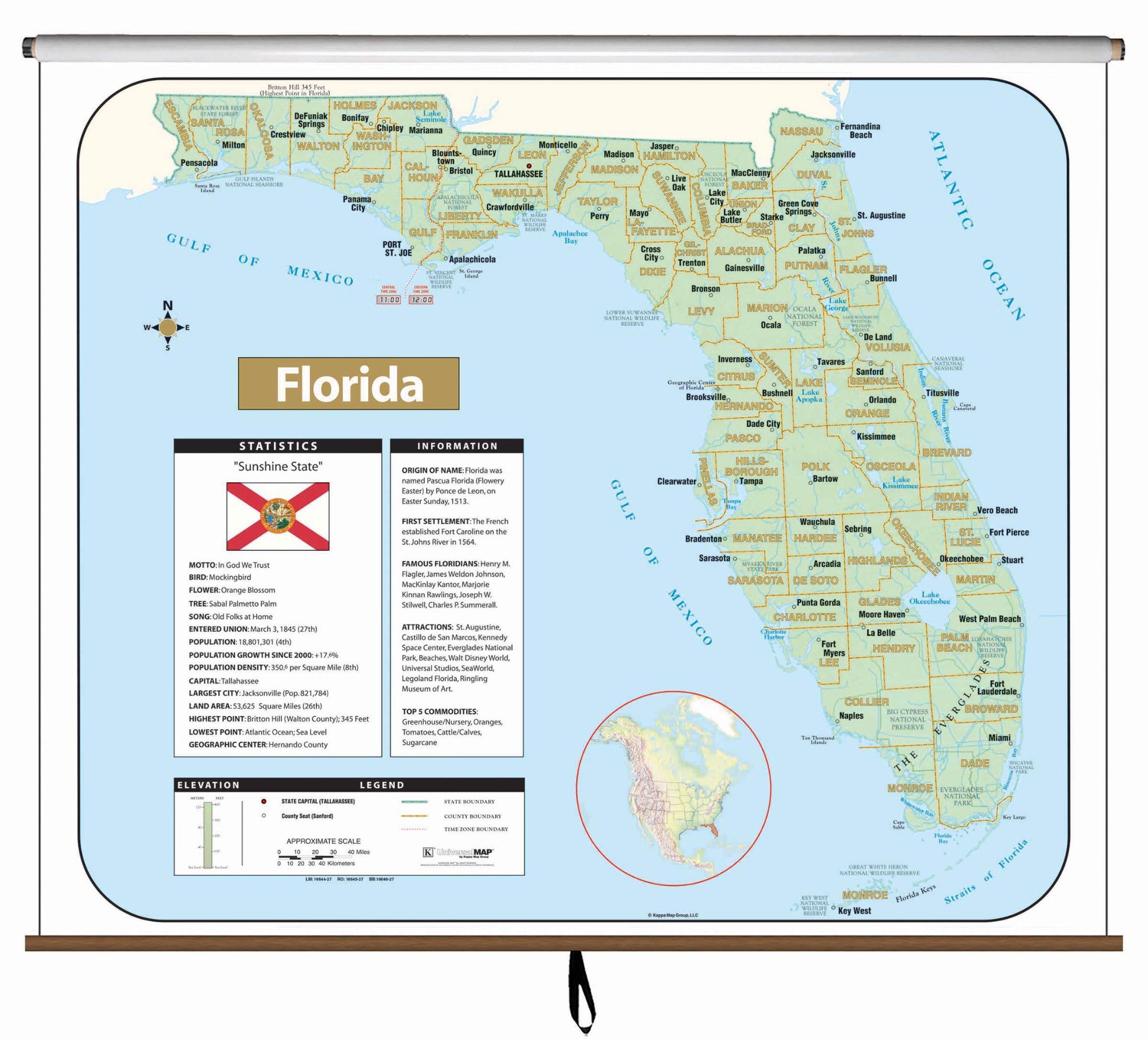 Kappa Map Group  Florida Large Scale Shaded Relief Wall Map