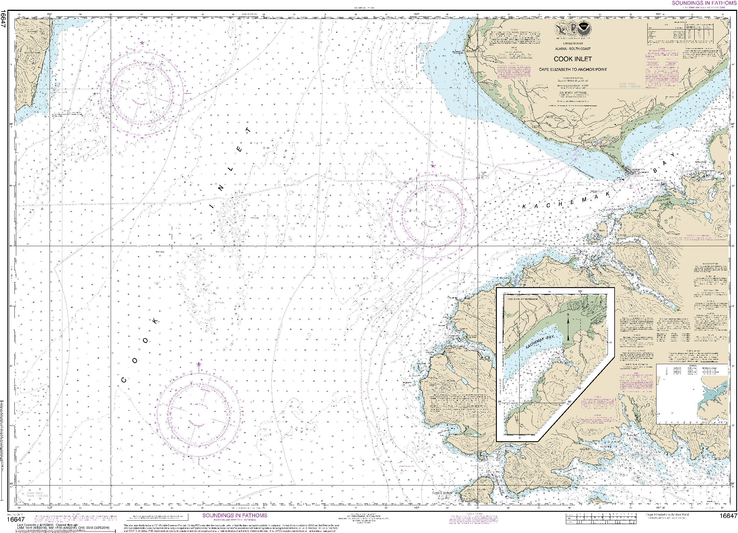 NOAA Nautical Chart 16647: Cook Inlet-Cape Elizabeth to Anchor Point