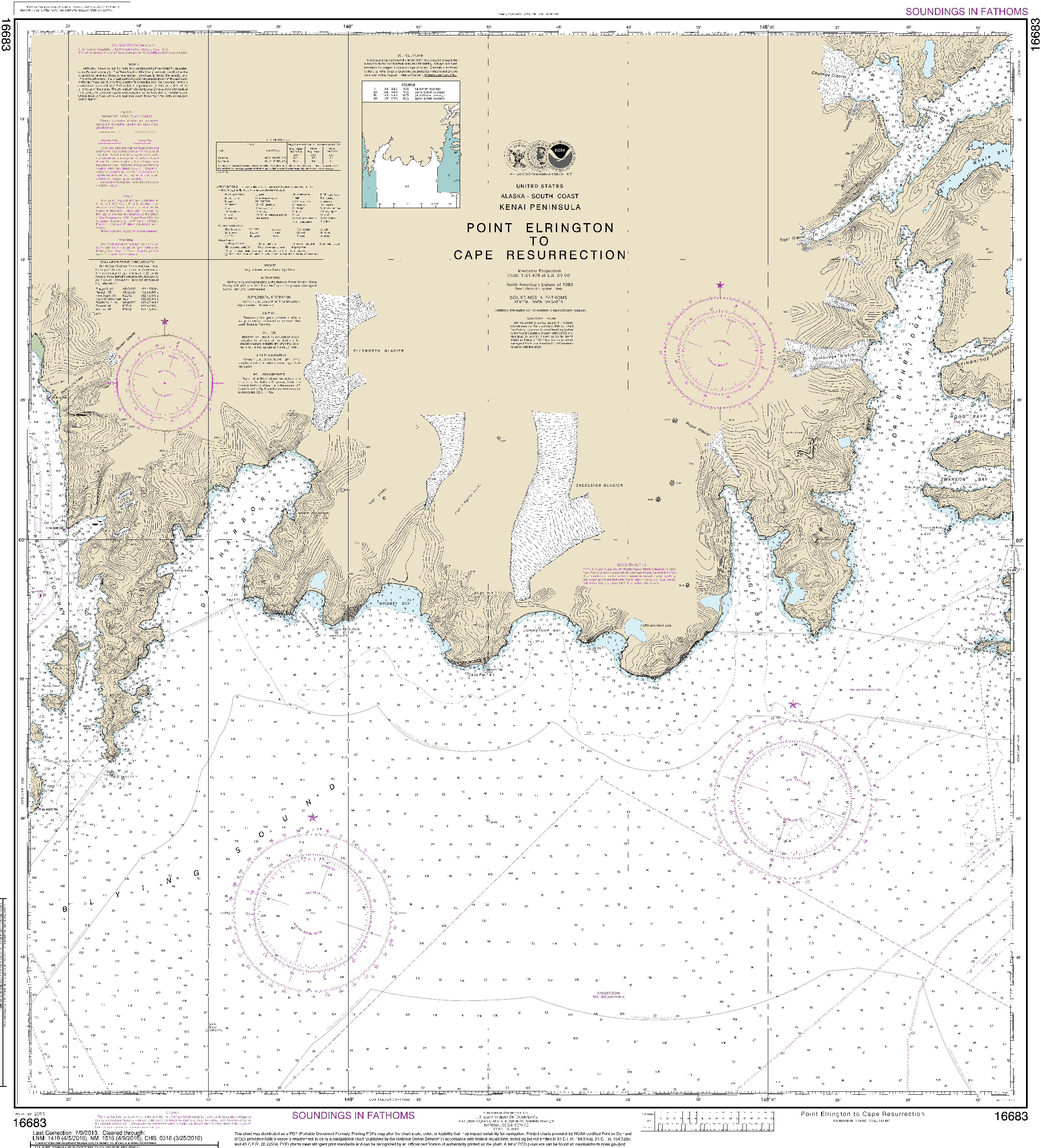 NOAA Nautical Chart 16683: Point Elrington to Cape Resurrection