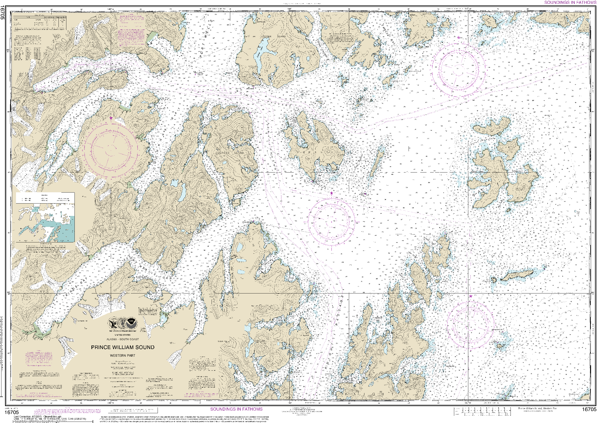 NOAA Nautical Chart 16705: Prince William Sound-western part