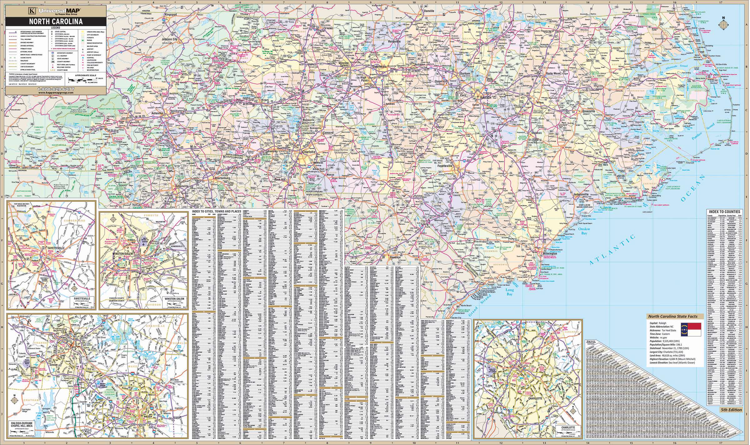 North Carolina State Wall Map
