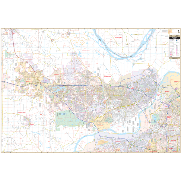 St Charles, Mo Wall Map - Large Laminated
