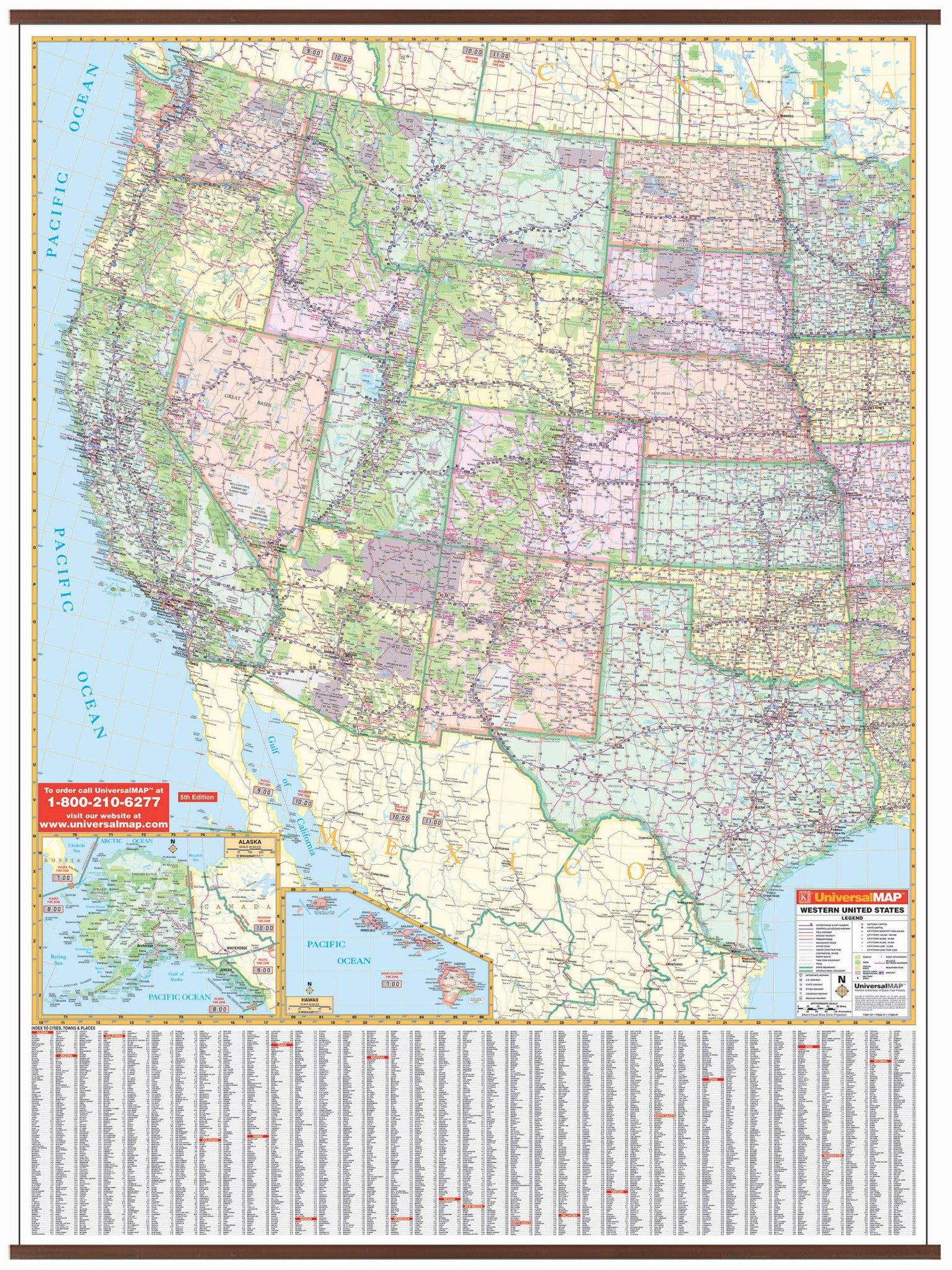 US Western Wall Map