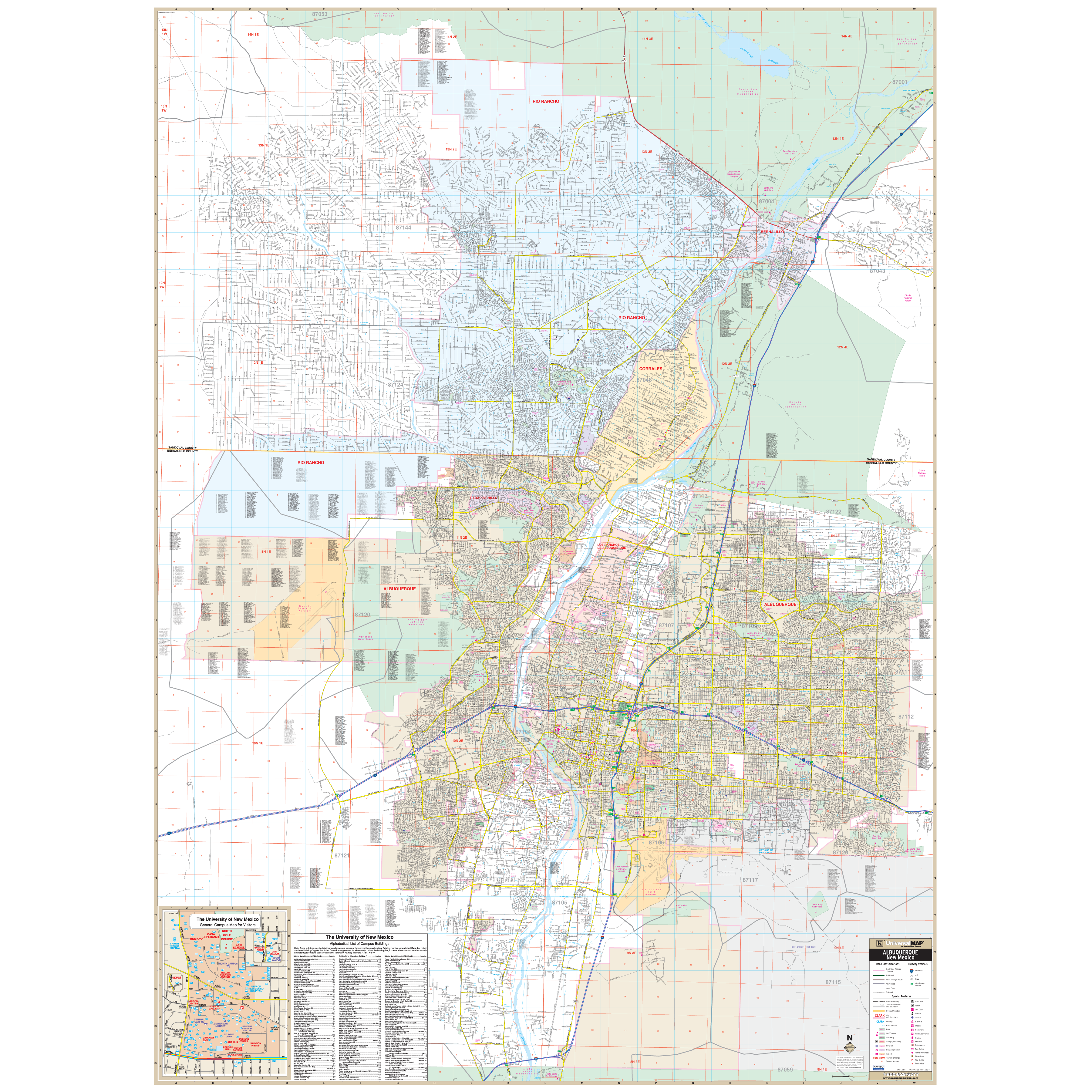 Albuquerque, Nm Wall Map - Large Laminated
