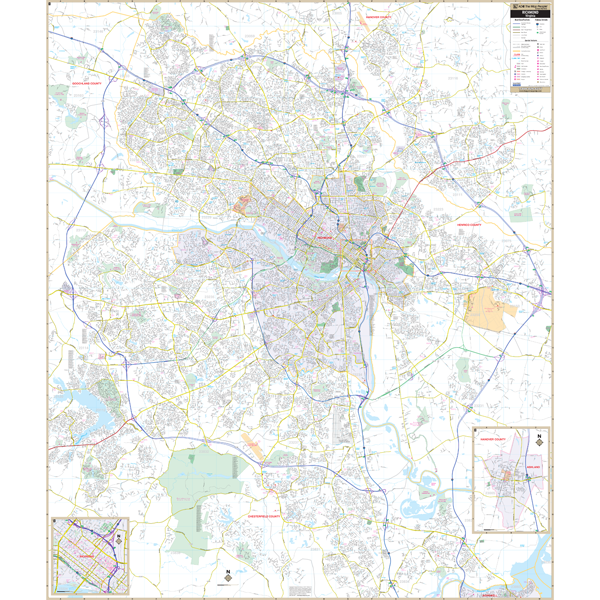 Richmond, Va Wall Map - Large Laminated