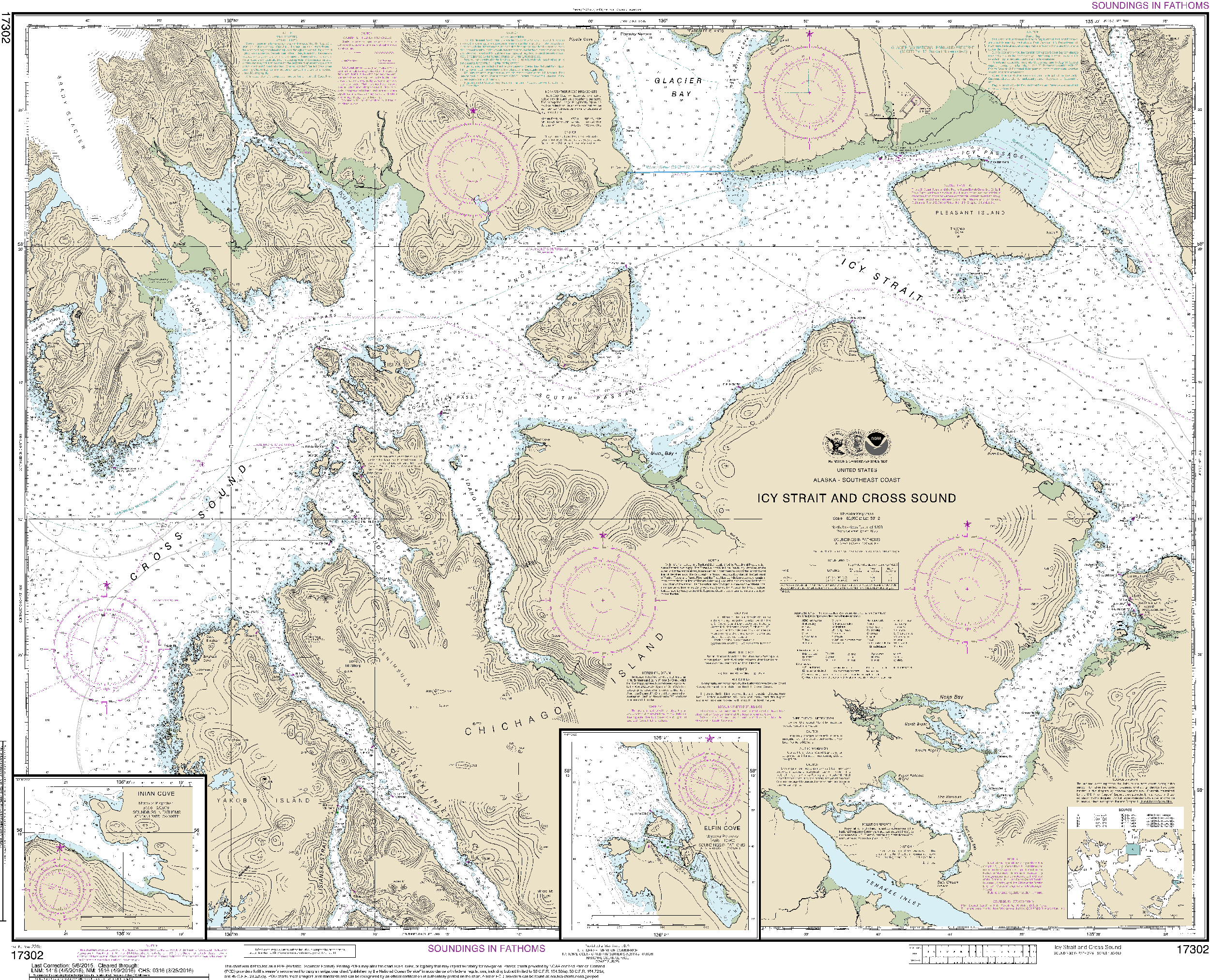 NOAA Nautical Chart 17302: Icy Strait and Cross Sound;Inian Cove;Elfin Cove